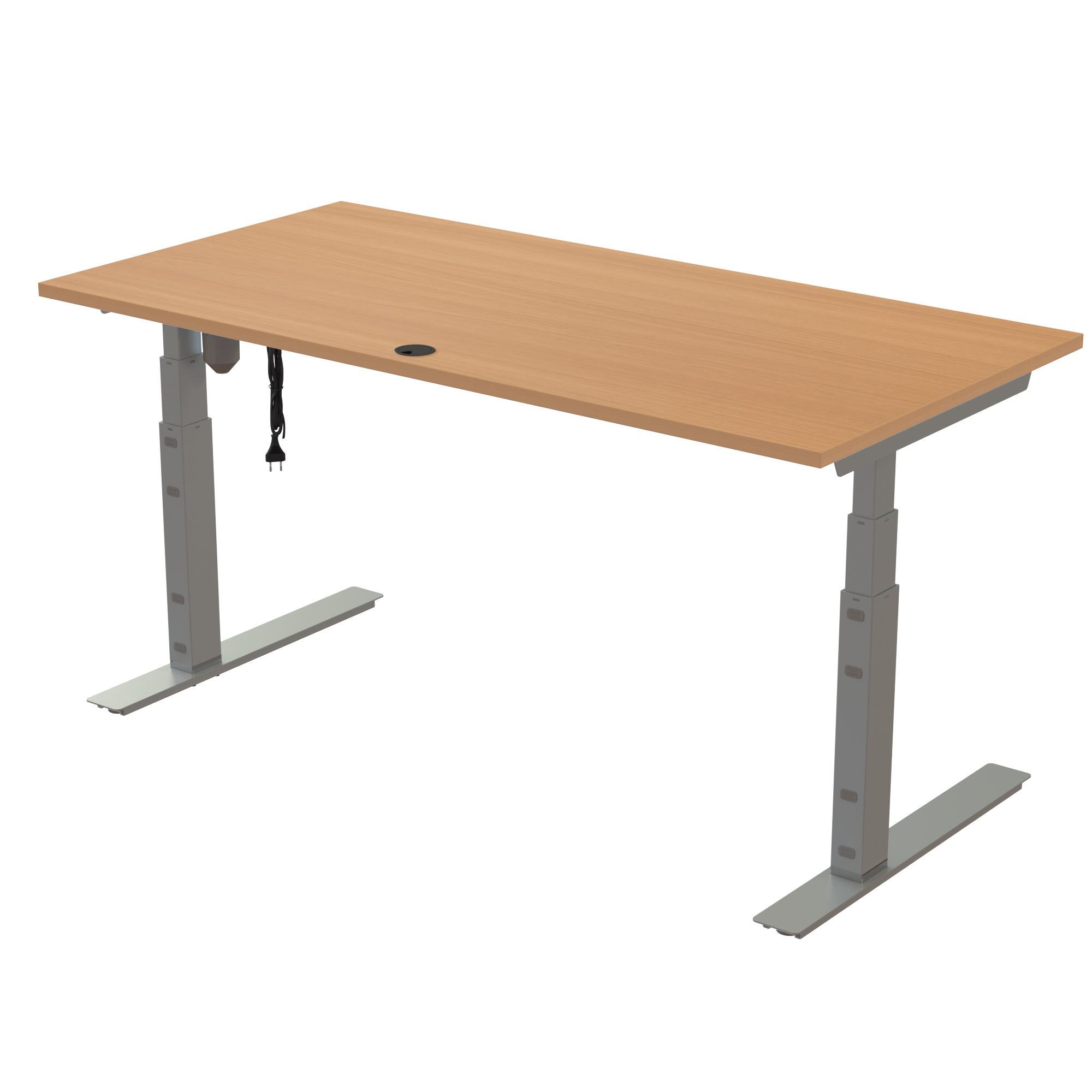 Ergonomic desk | 160x80 cm | Beech with silver frame