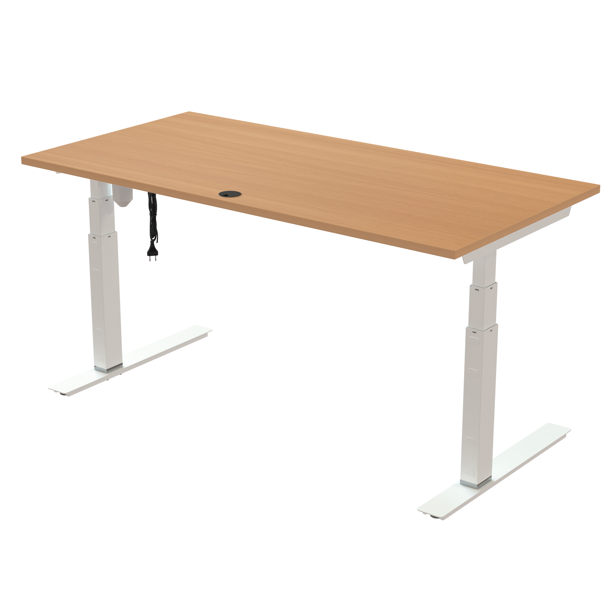 Ergonomic desk | 160x80 cm | Beech with white frame
