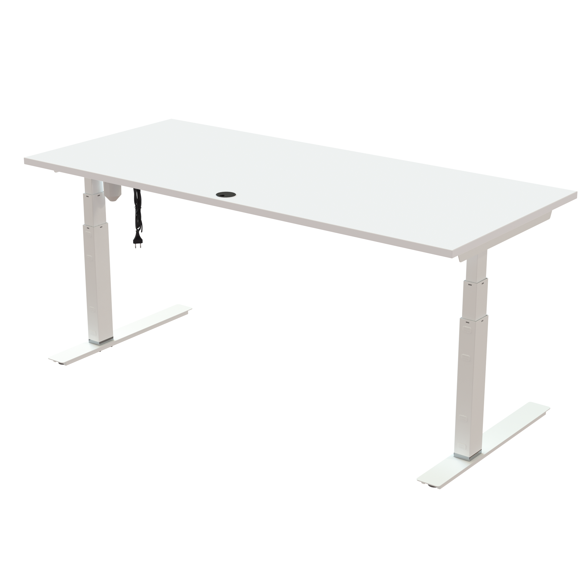 Ergonomic desk | 180x80 cm | White with white frame