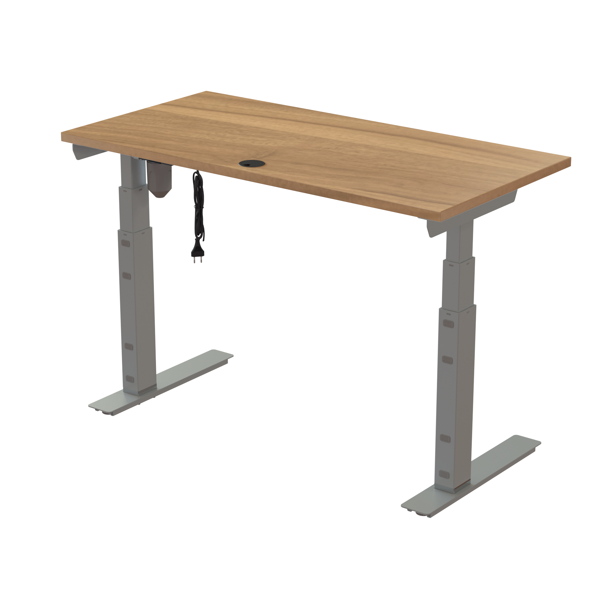 Ergonomic desk | 120x60 cm | Walnut with silver frame