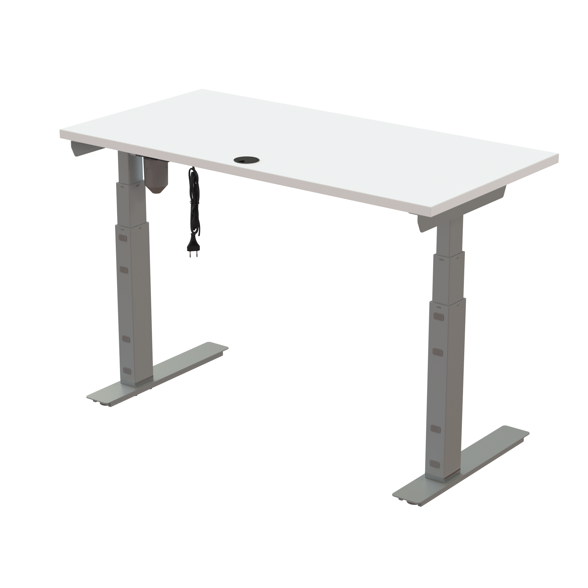 Ergonomic desk | 120x60 cm | White with silver frame