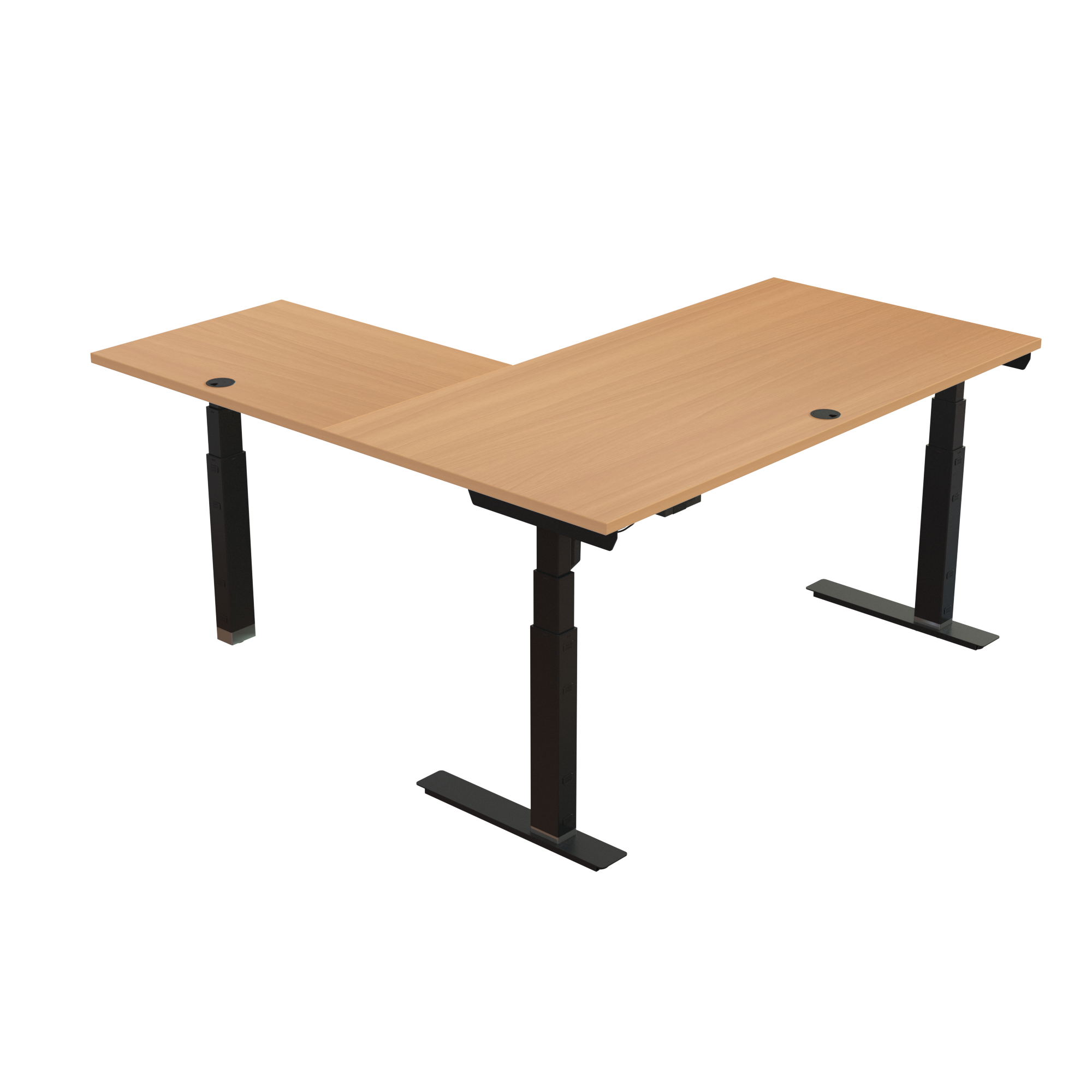 Ergonomic desk | 160x160 cm | Beech with black frame