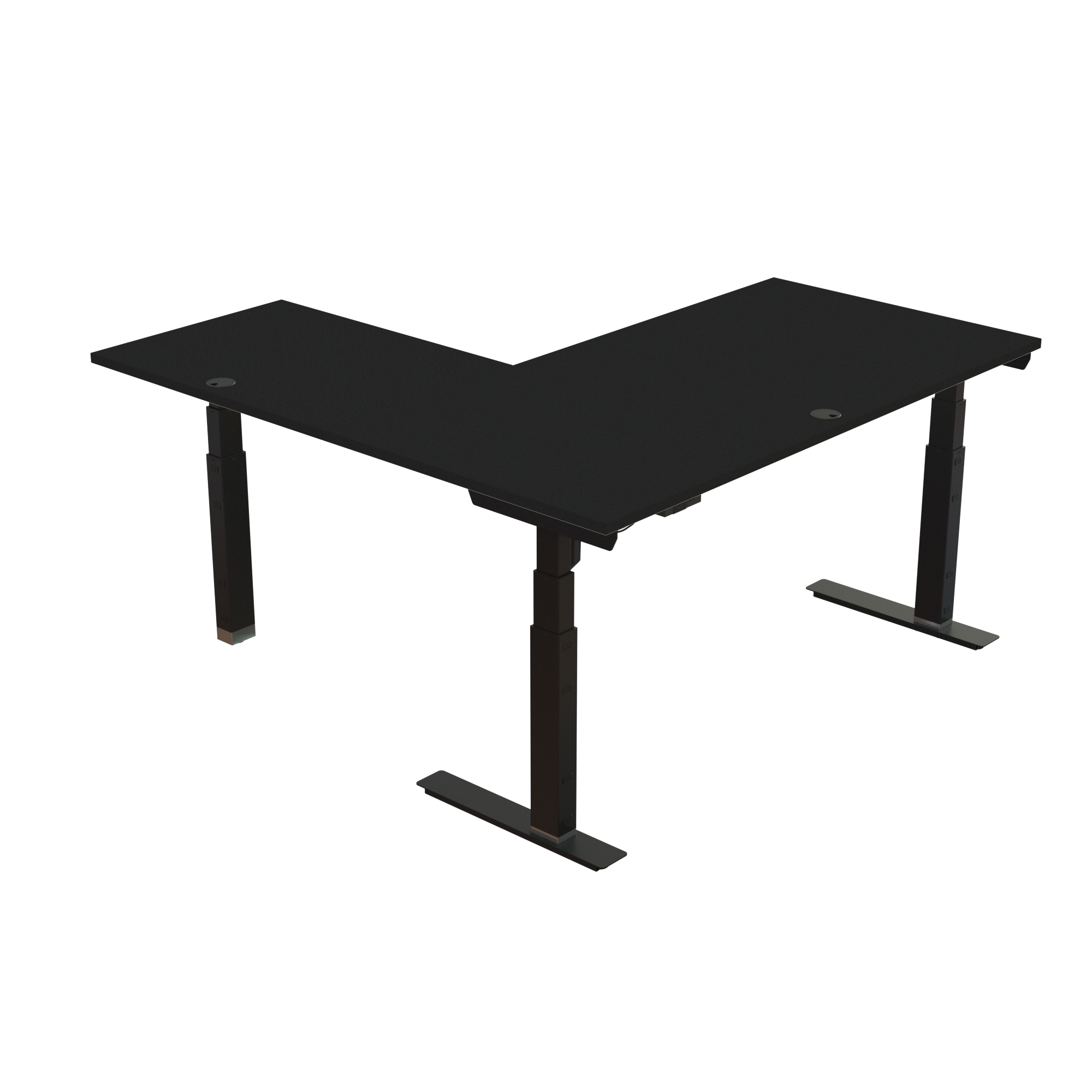 Ergonomic desk | 160x160 cm | Black  with black frame