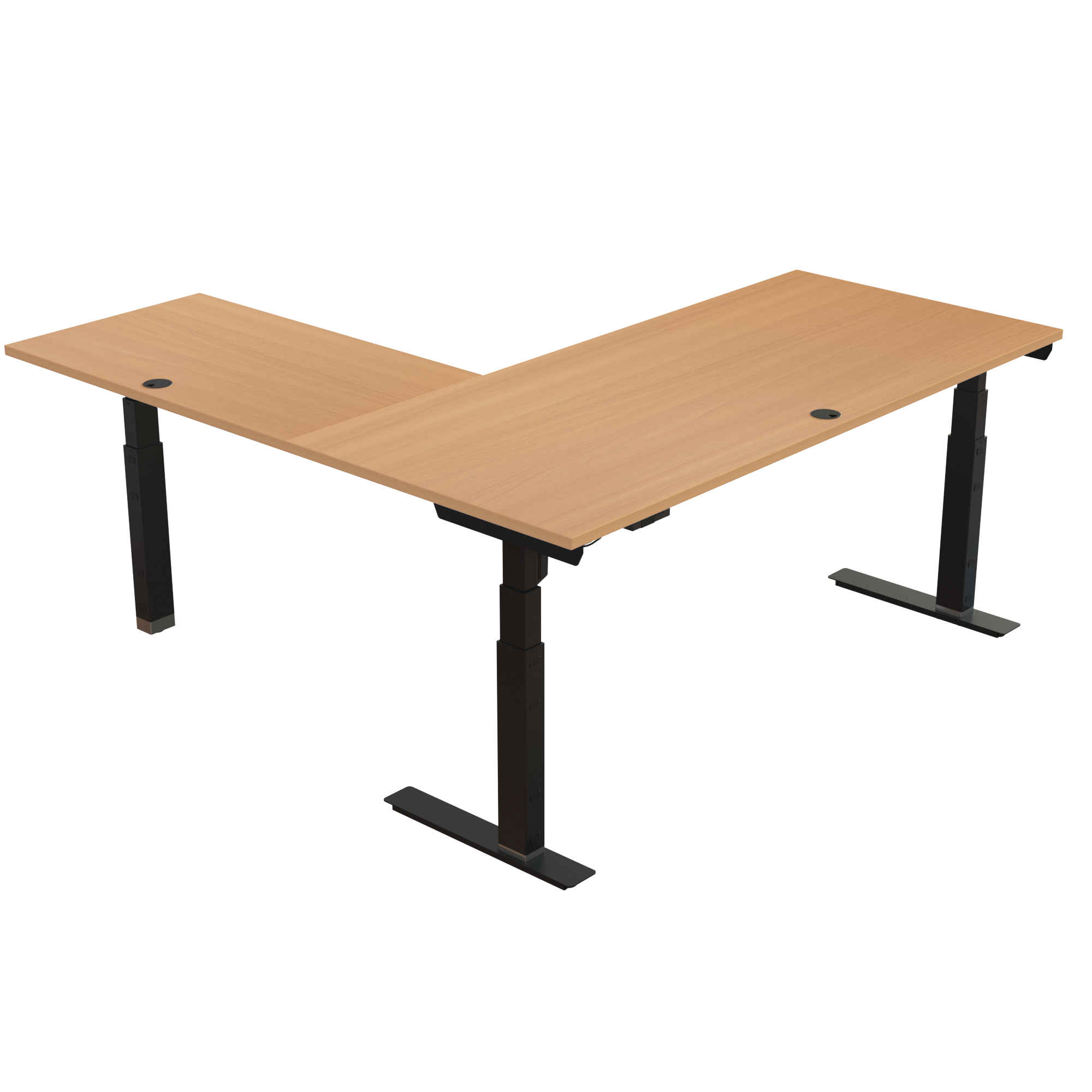 Ergonomic desk | 180x180 cm | Beech with black frame