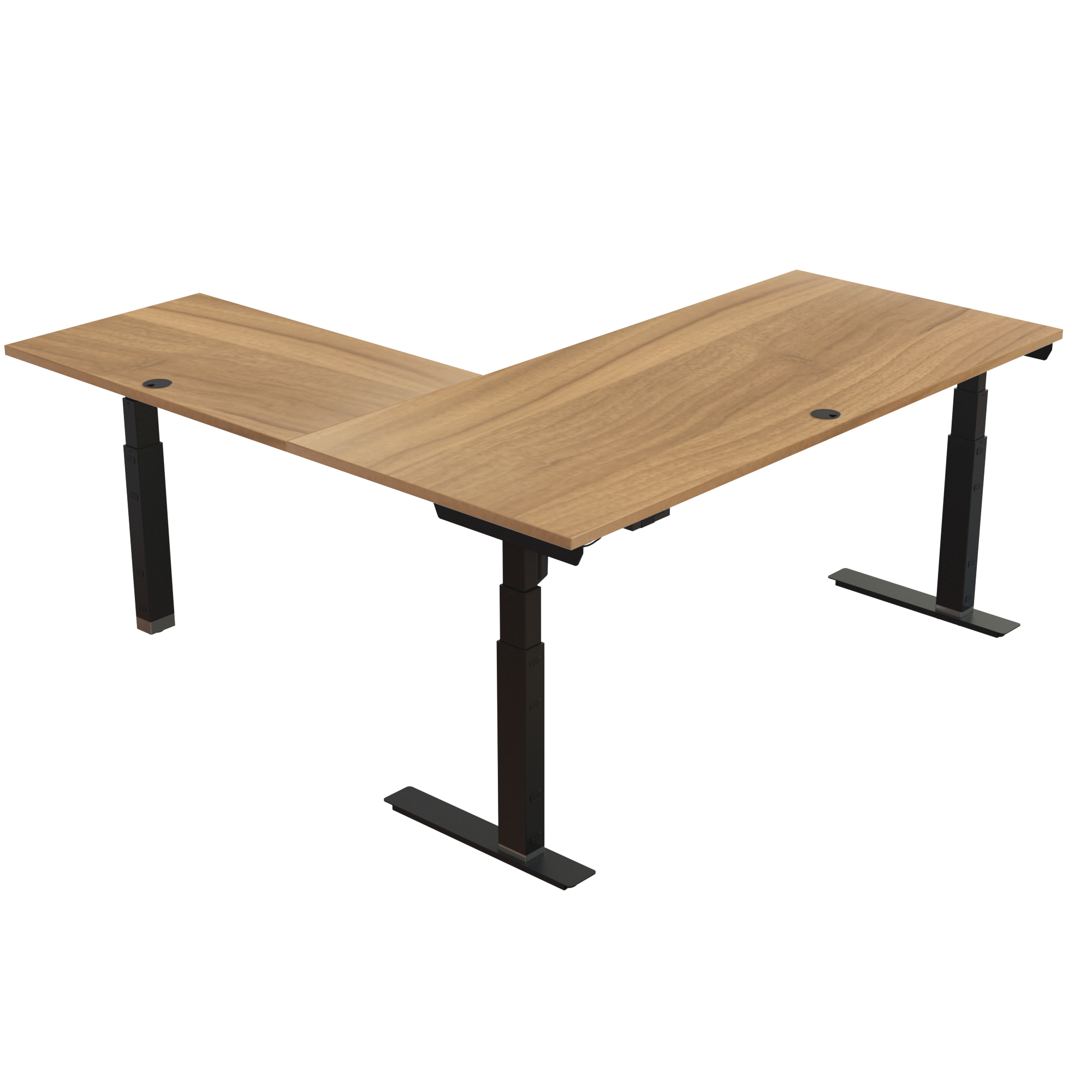 Ergonomic desk | 180x180 cm | Walnut with black frame