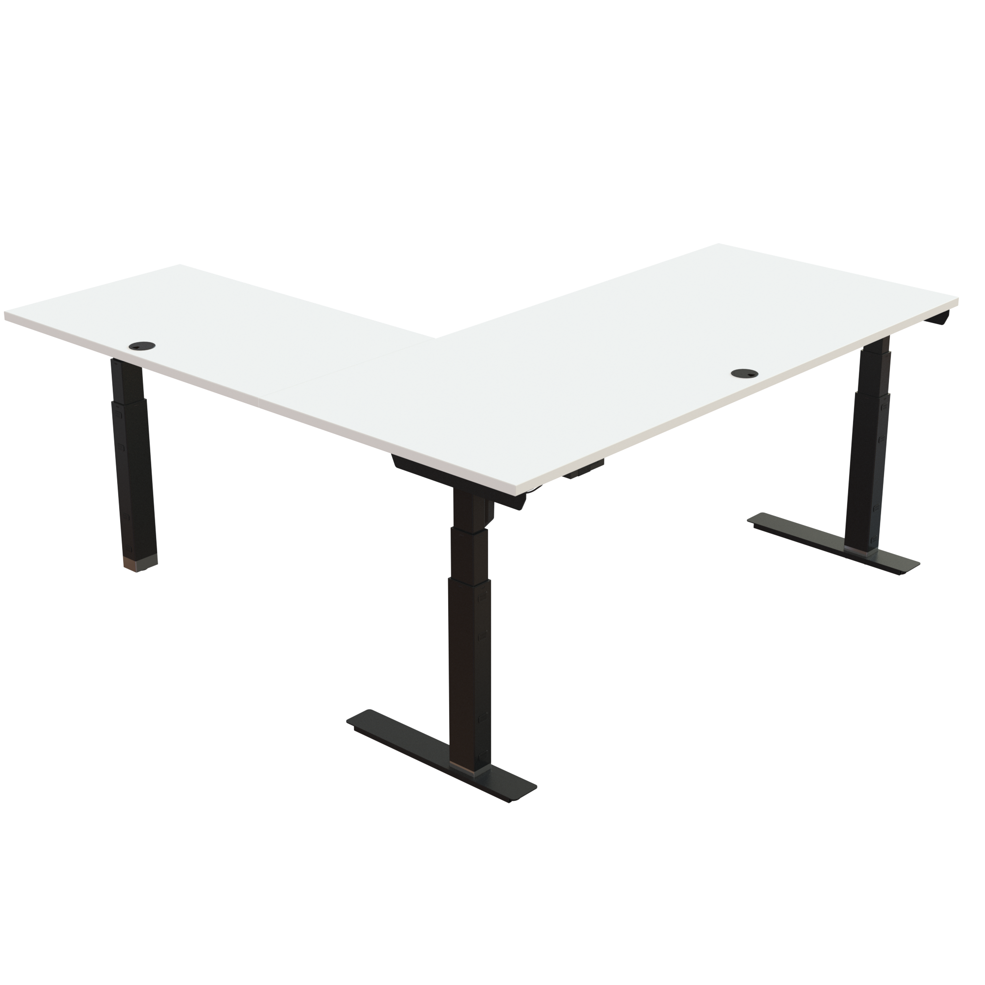 Ergonomic desk | 180x180 cm | White with black frame