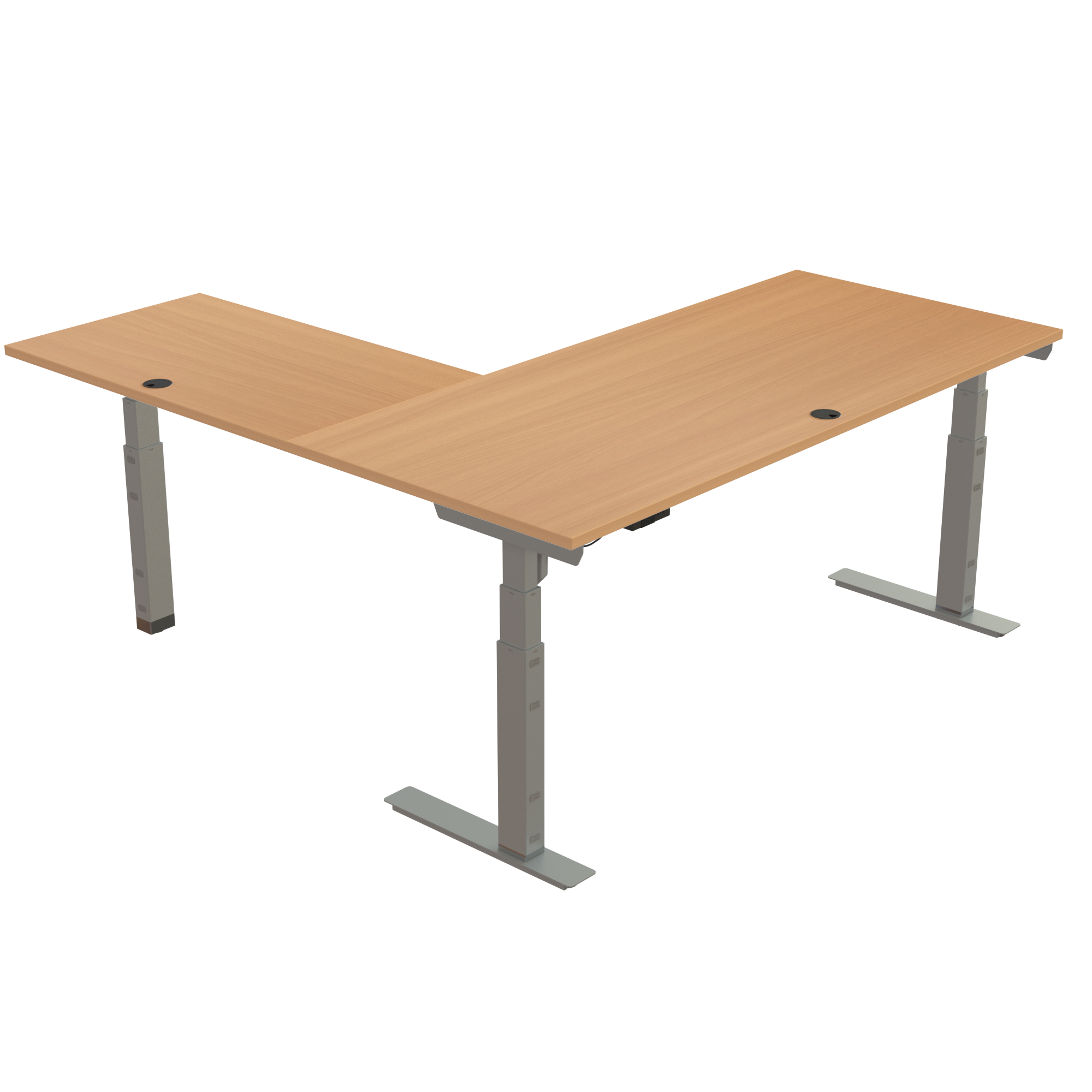 Ergonomic desk | 180x180 cm | Beech with silver frame
