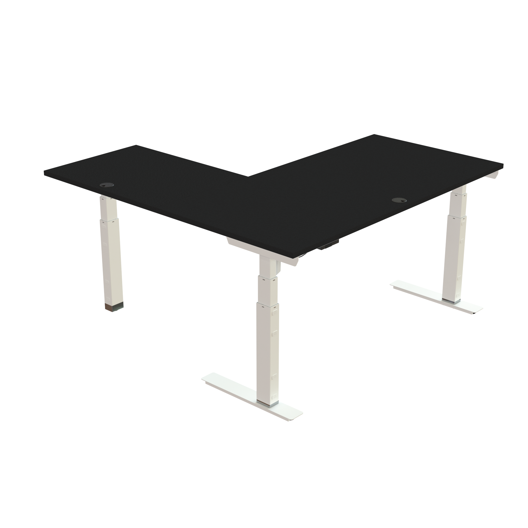 Ergonomic desk | 160x160 cm | Black  with white frame
