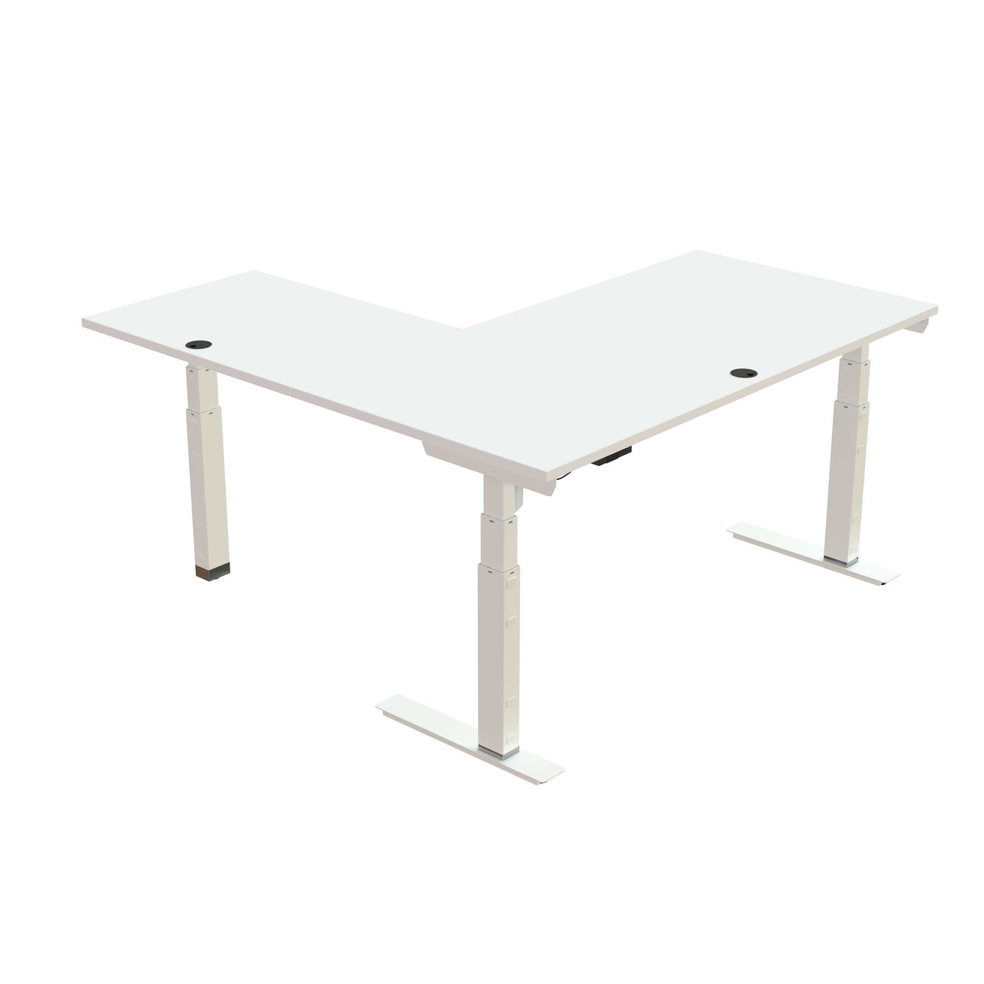 Ergonomic desk | 160x160 cm | White with white frame