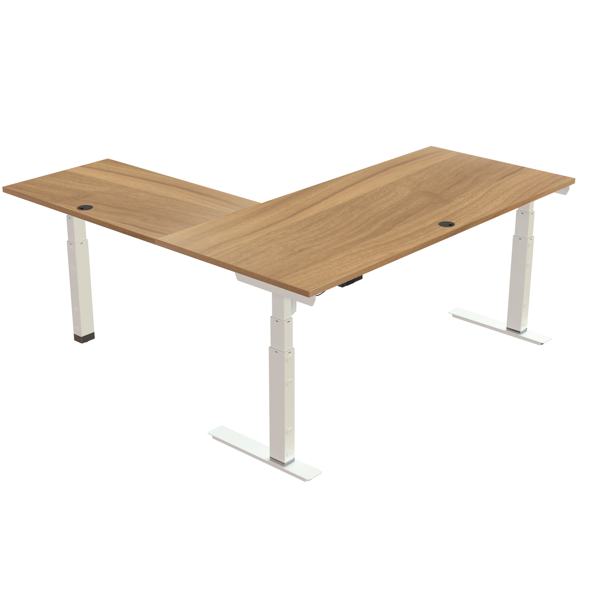 Ergonomic desk | 180x180 cm | Walnut with white frame
