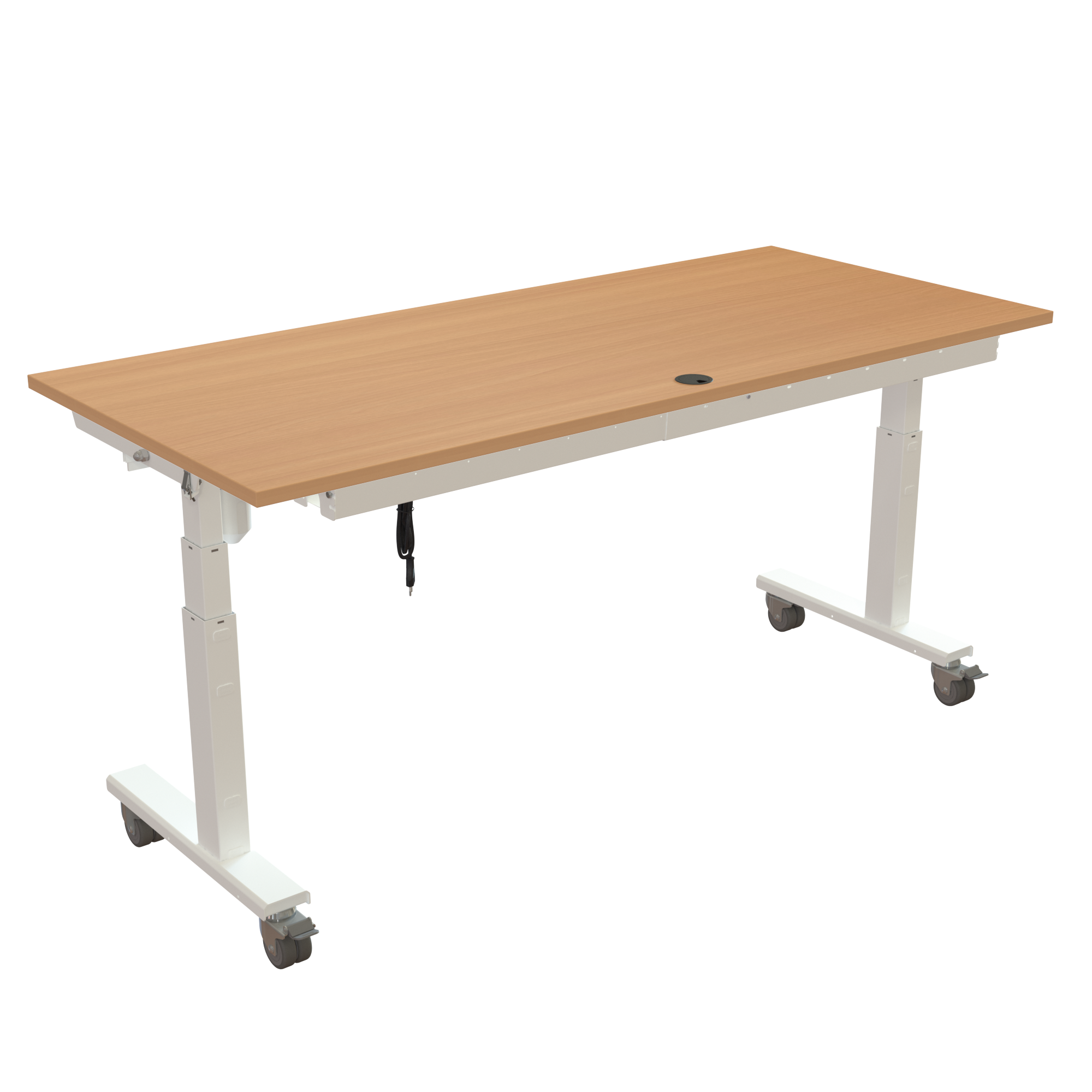 Ergonomic desk | 180x80 cm | Beech with white frame
