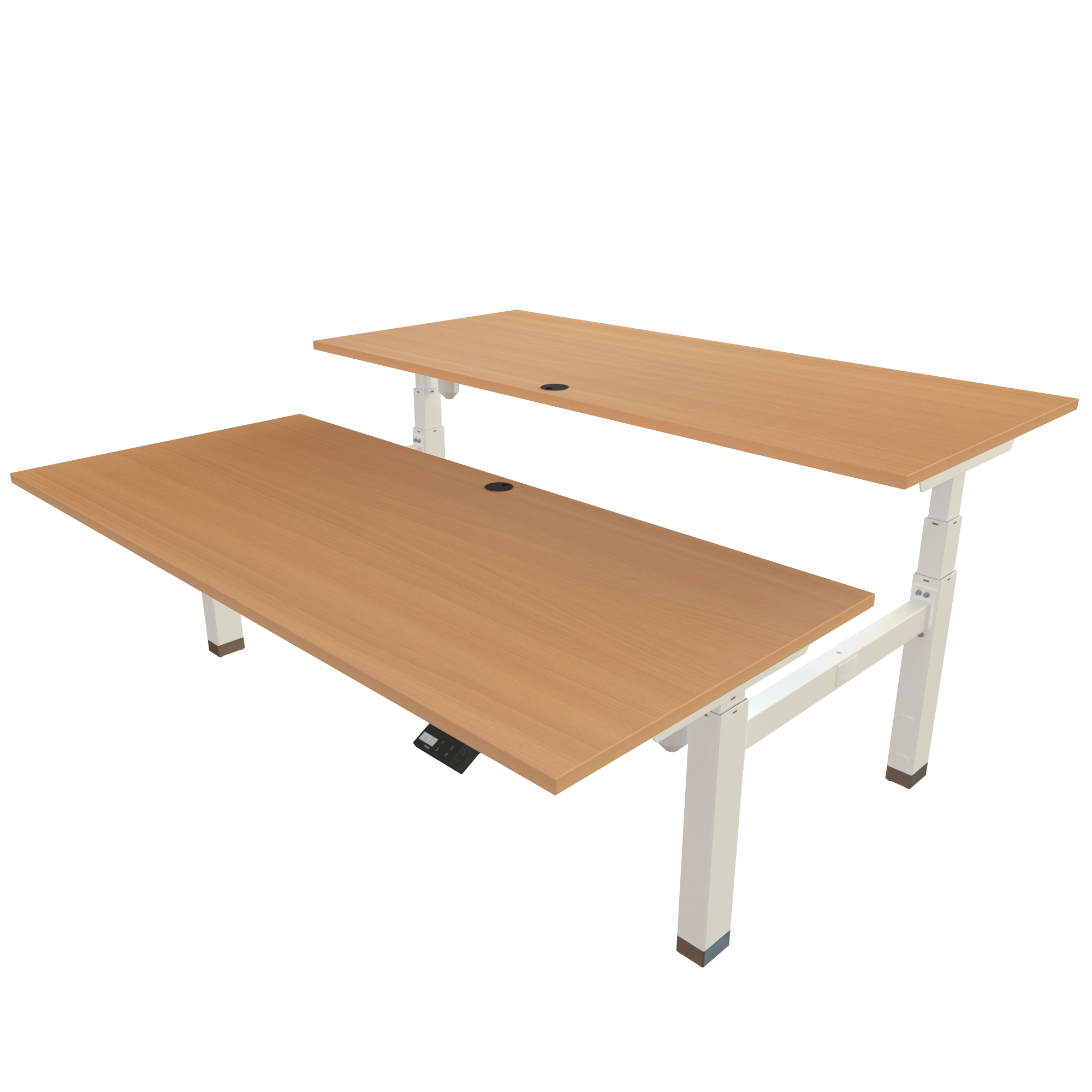 Ergonomic desk | 180x80 cm | Beech with white frame