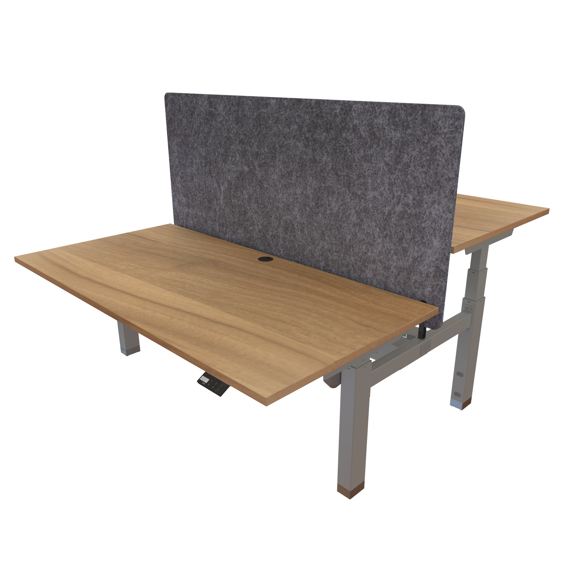 Ergonomic desk | 160x80 cm | Walnut with silver frame