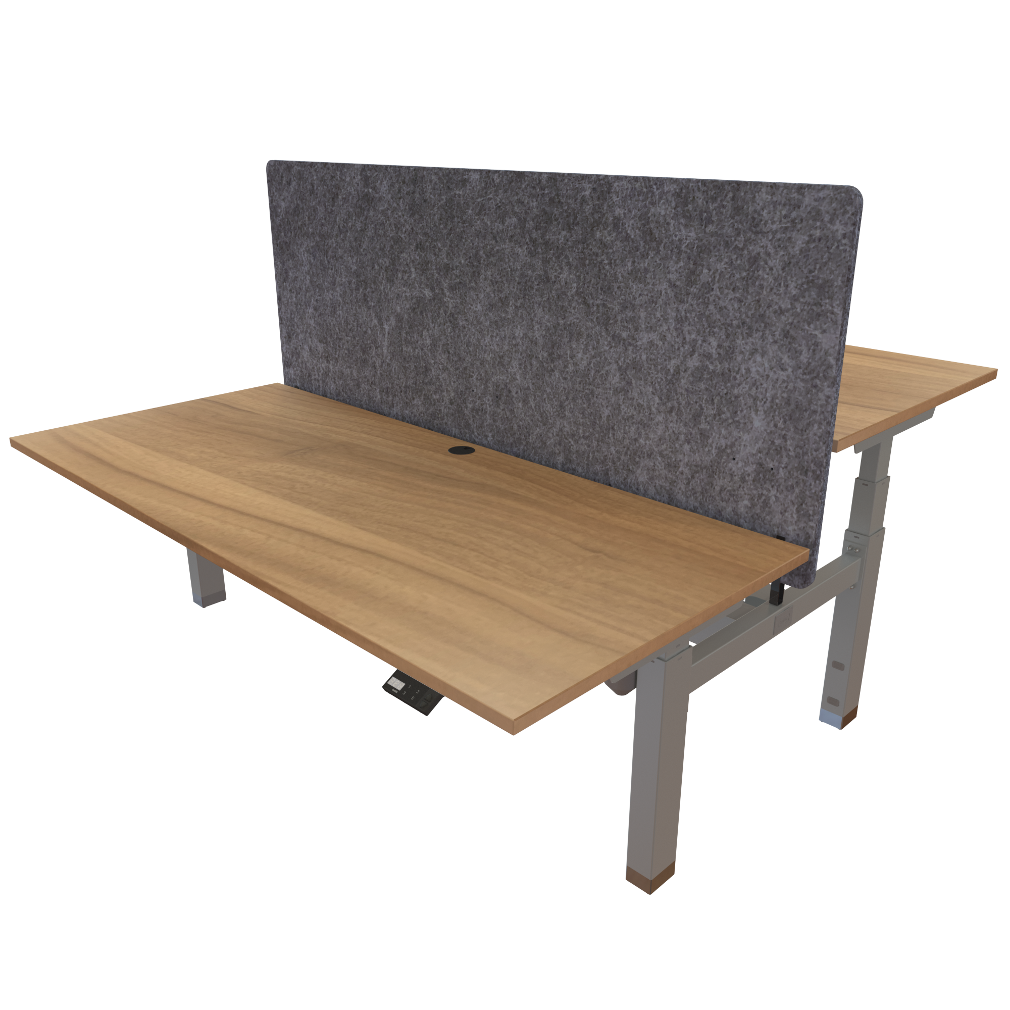 Ergonomic desk | 180x80 cm | Walnut with silver frame
