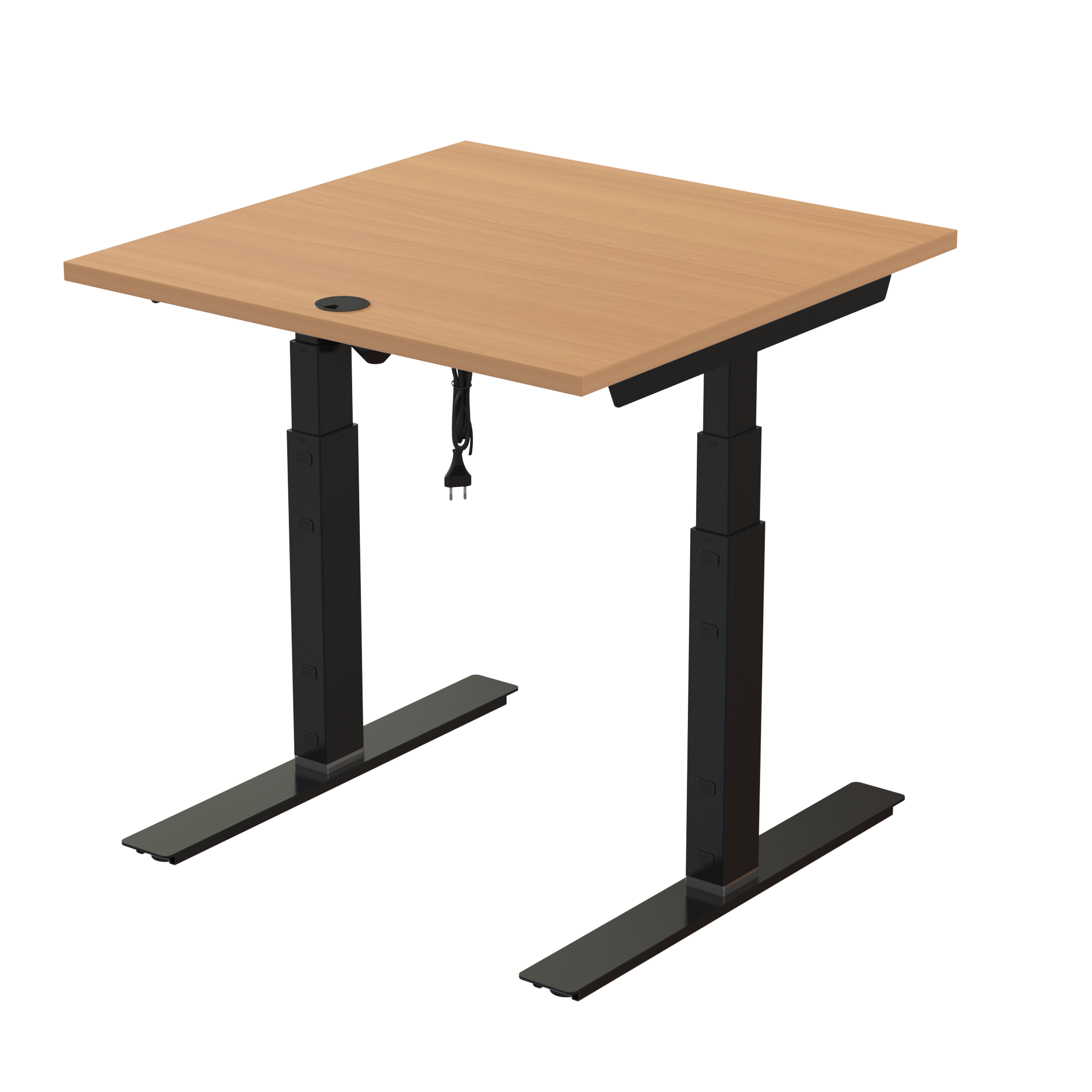 Ergonomic desk | 80x80 cm | Beech with black frame