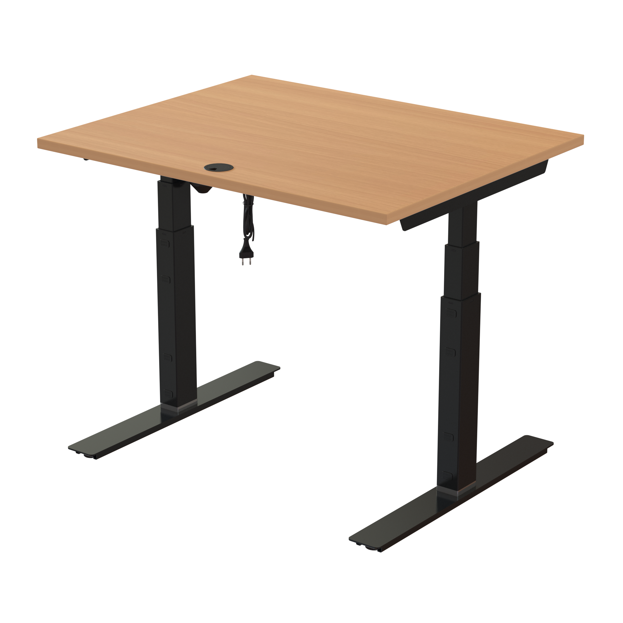 Ergonomic desk | 100x80 cm | Beech with black frame