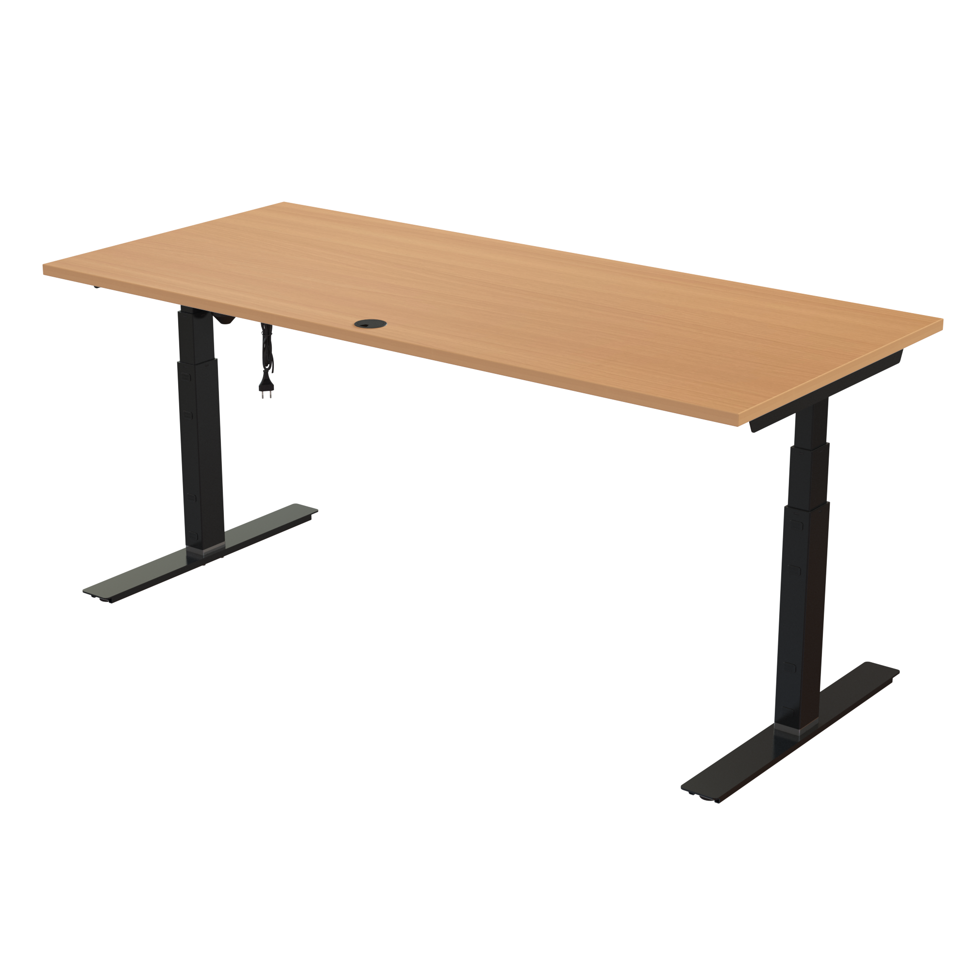 Ergonomic desk | 180x80 cm | Beech with black frame