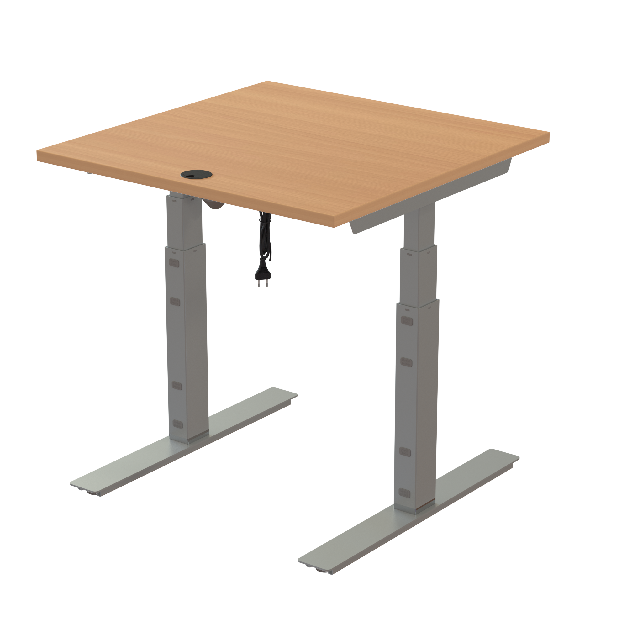 Ergonomic desk | 80x80 cm | Beech with silver frame