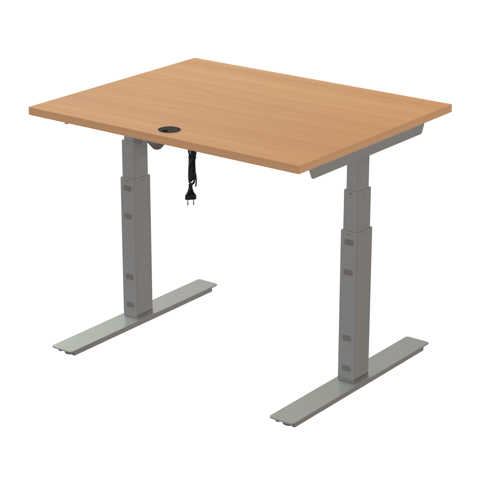 Ergonomic desk | 100x80 cm | Beech with silver frame