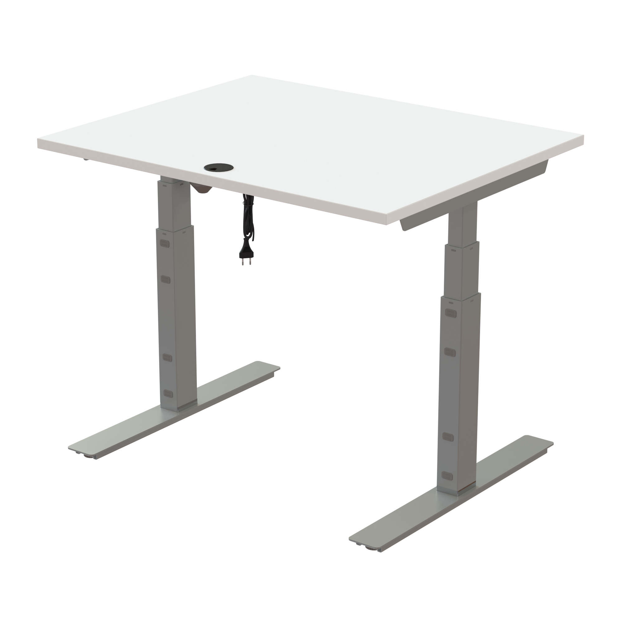 Ergonomic desk | 100x80 cm | White with silver frame