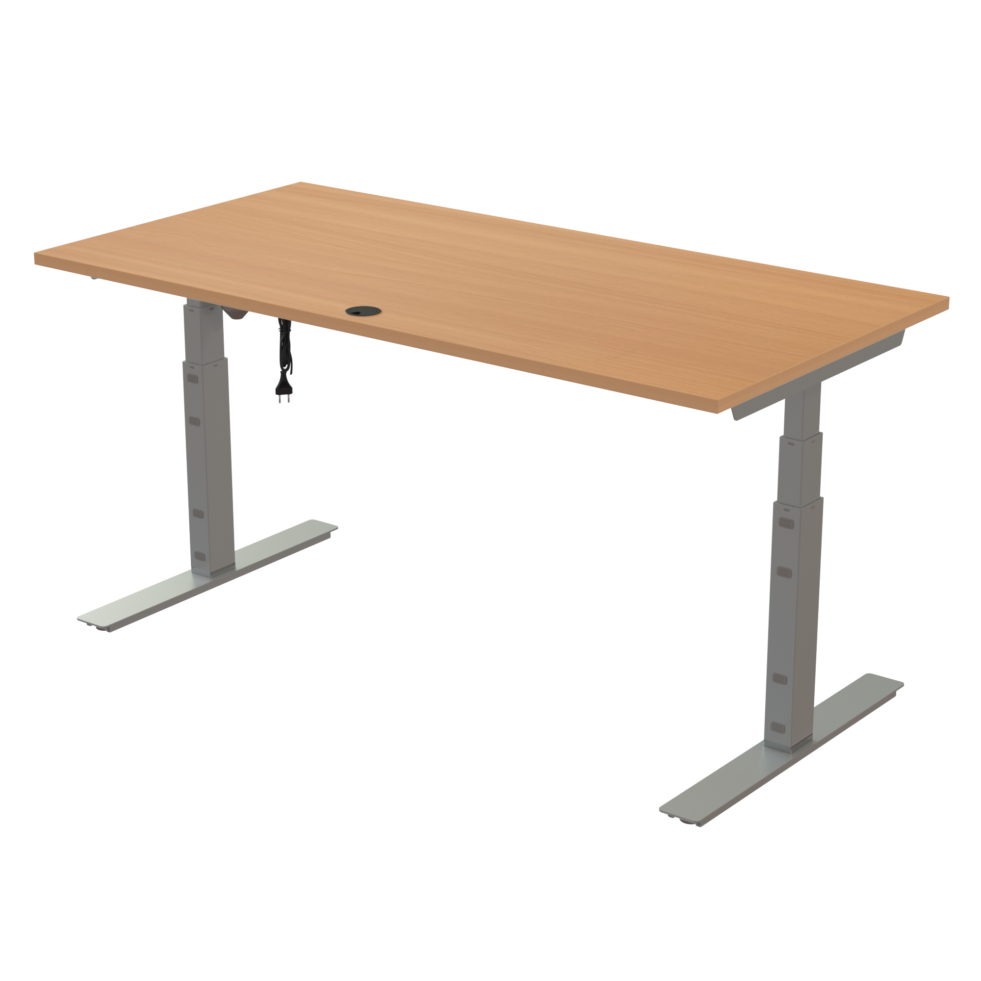Ergonomic desk | 160x80 cm | Beech with silver frame