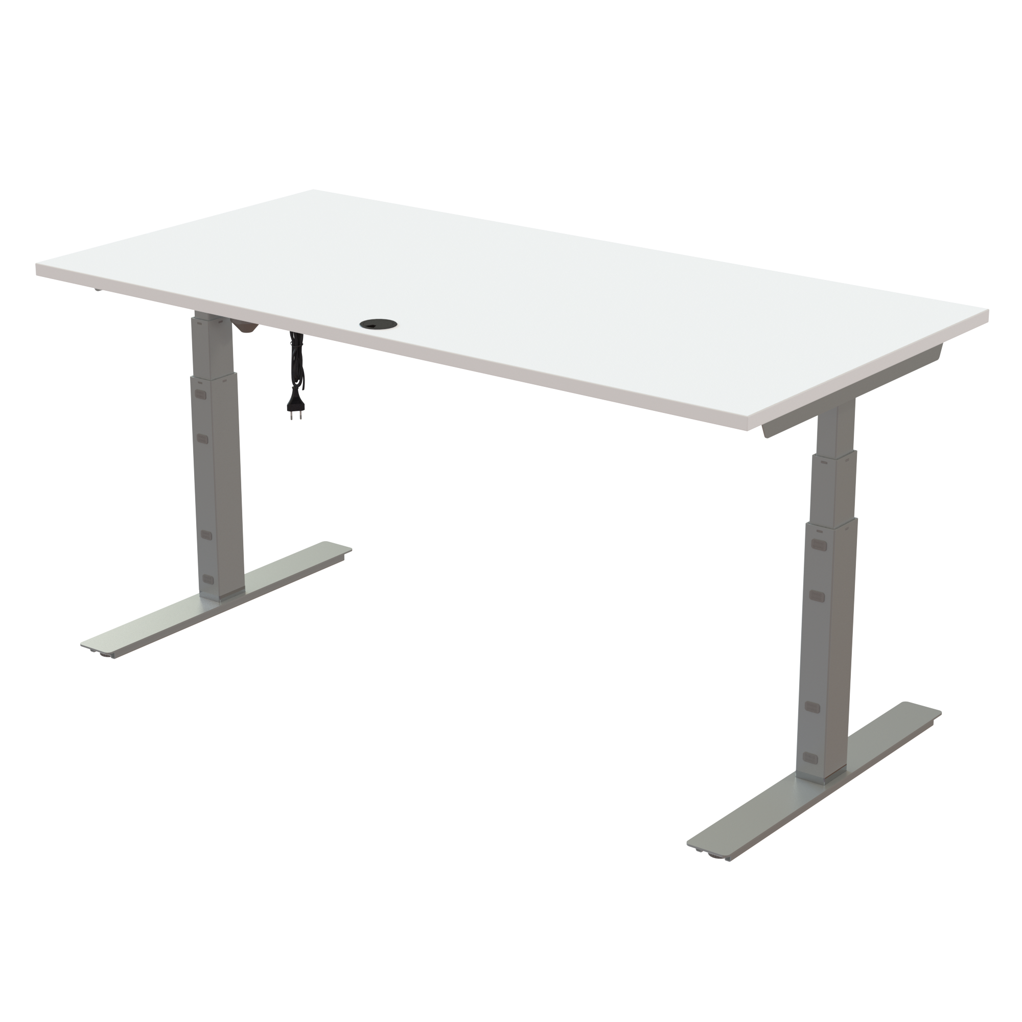 Ergonomic desk | 160x80 cm | White with silver frame