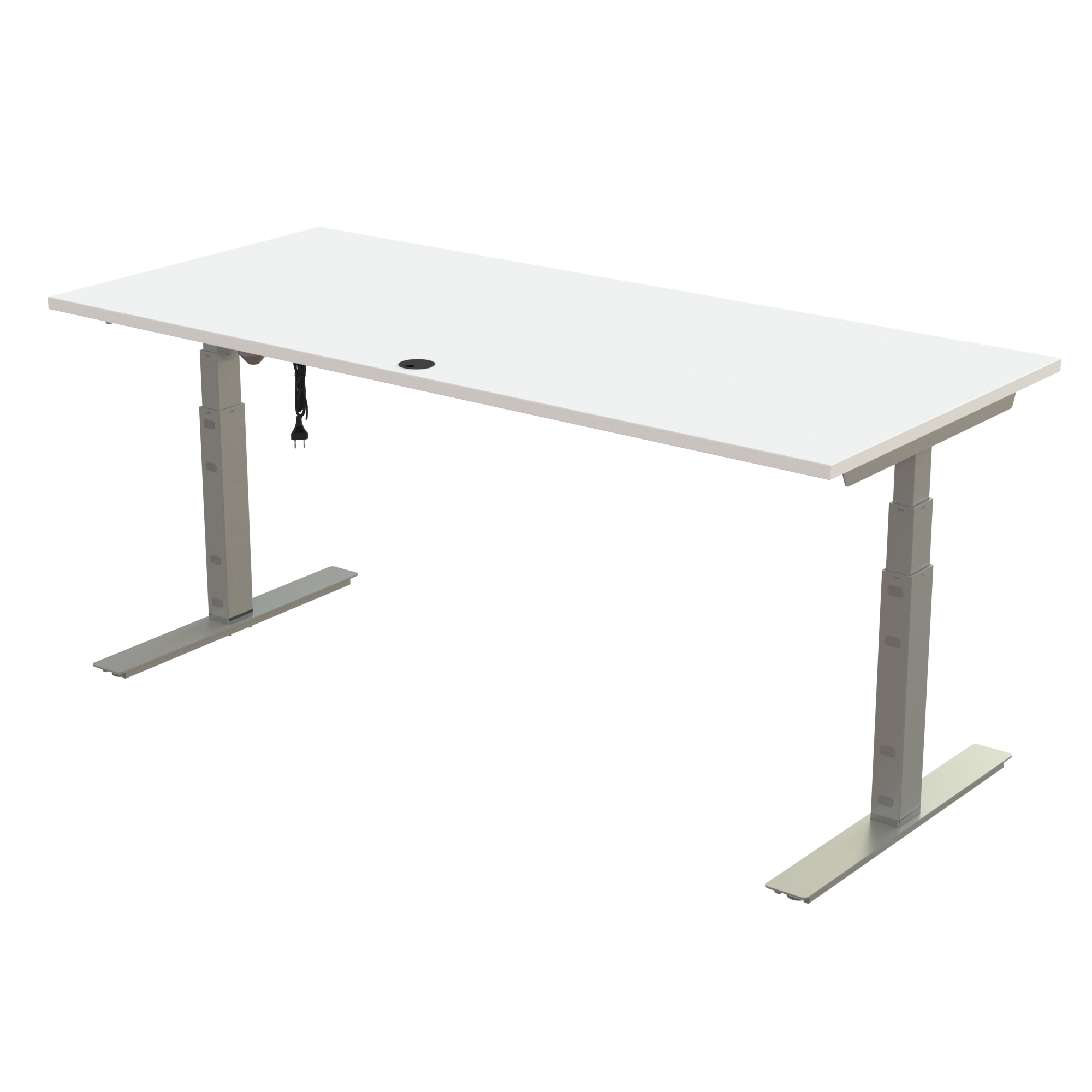Ergonomic desk | 180x80 cm | White with silver frame