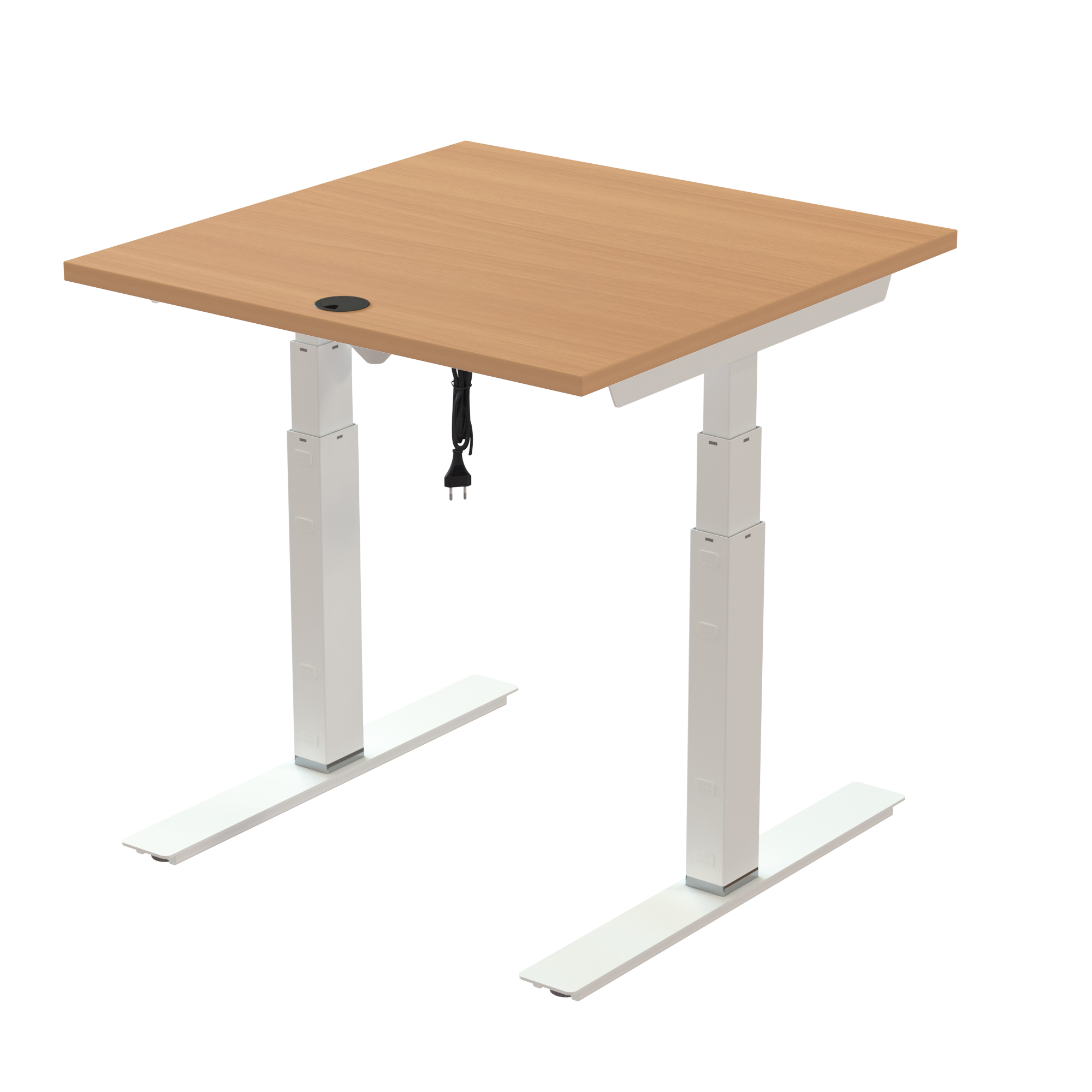 Ergonomic desk | 80x80 cm | Beech with white frame