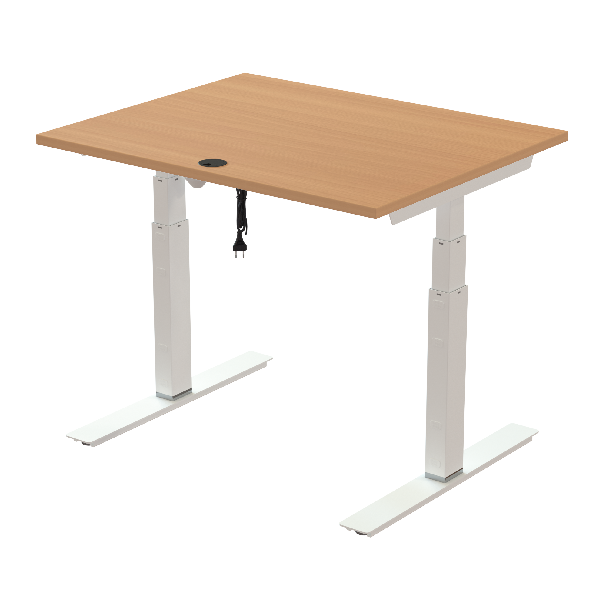 Ergonomic desk | 100x80 cm | Beech with white frame