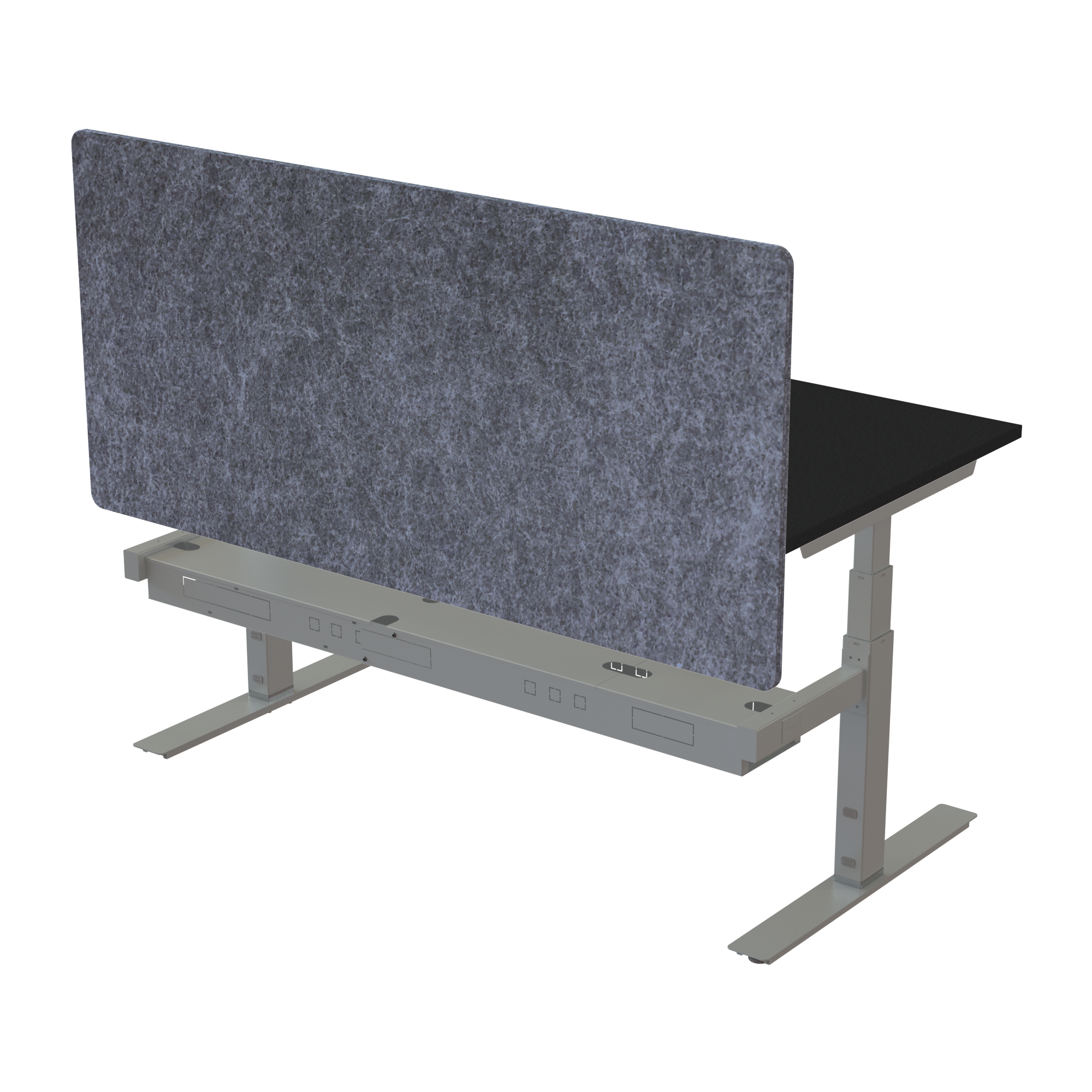 Ergonomic desk | 160x80 cm | Black  with silver frame