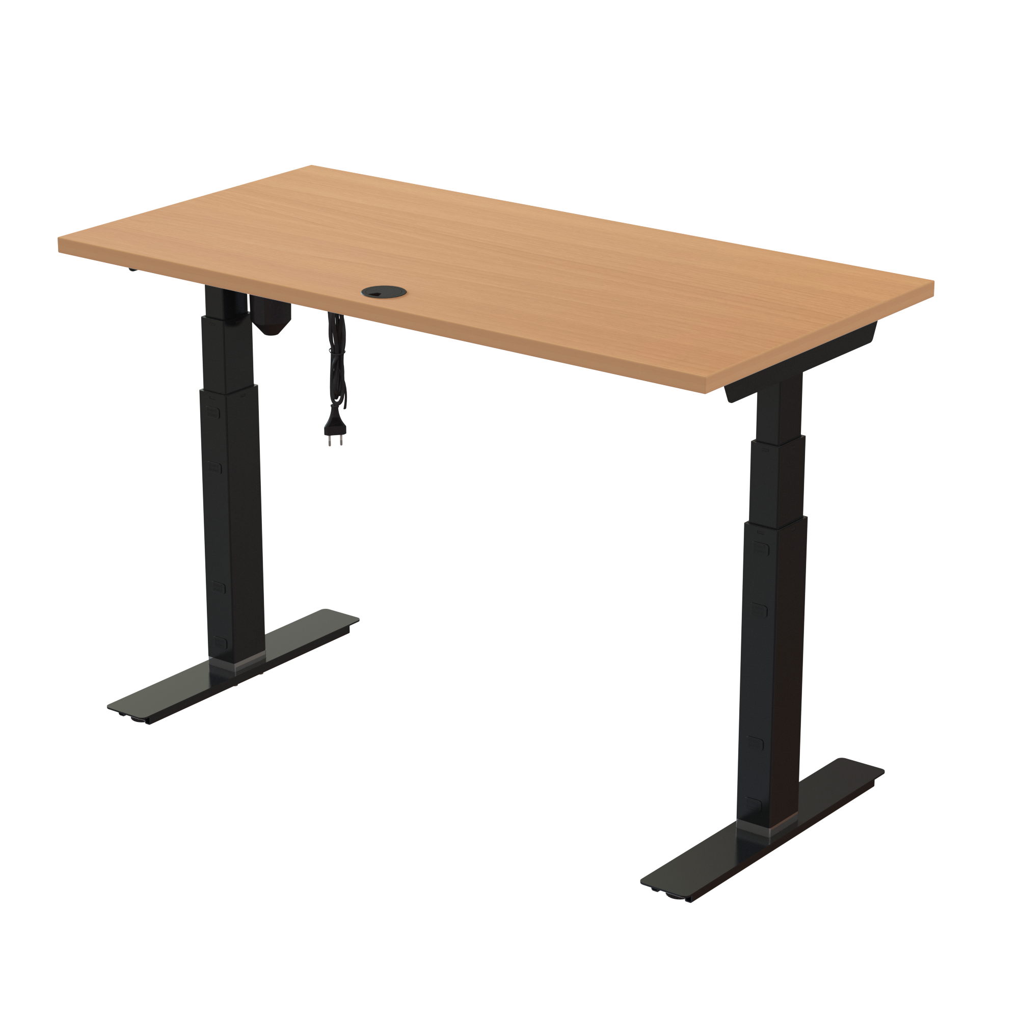 Ergonomic desk | 120x60 cm | Beech with black frame