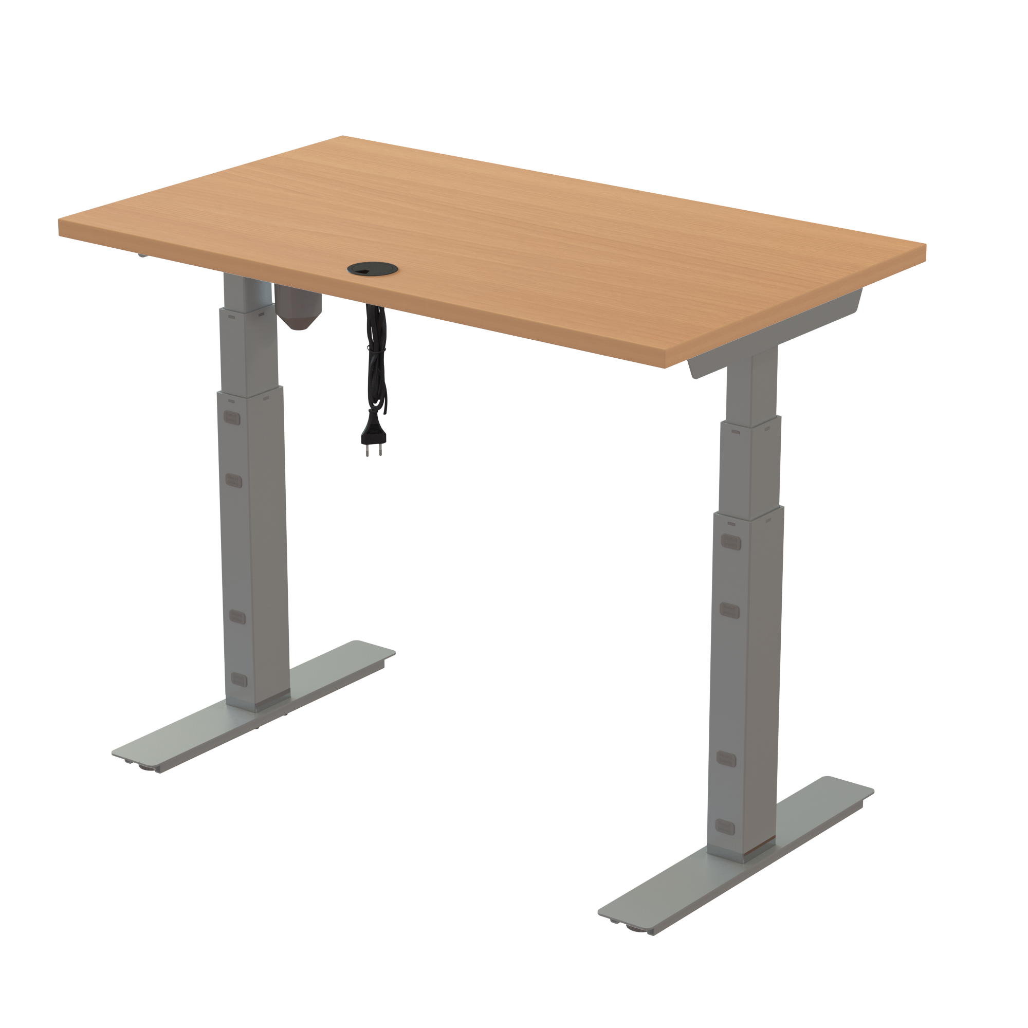 Ergonomic desk | 100x60 cm | Beech with silver frame