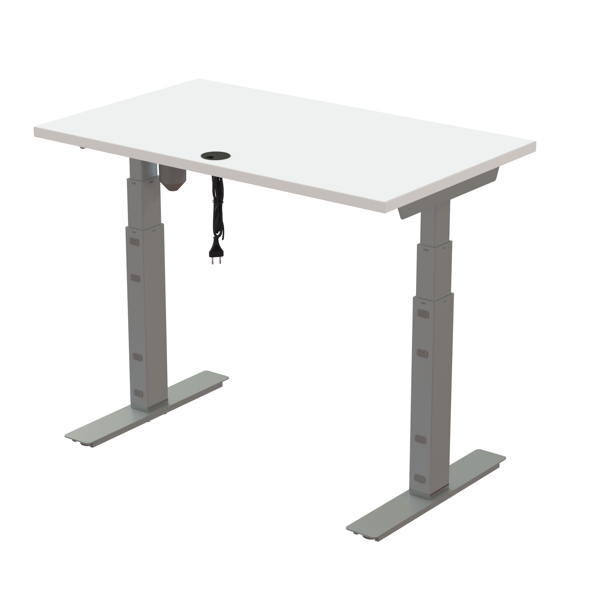 Ergonomic desk | 100x60 cm | White with silver frame