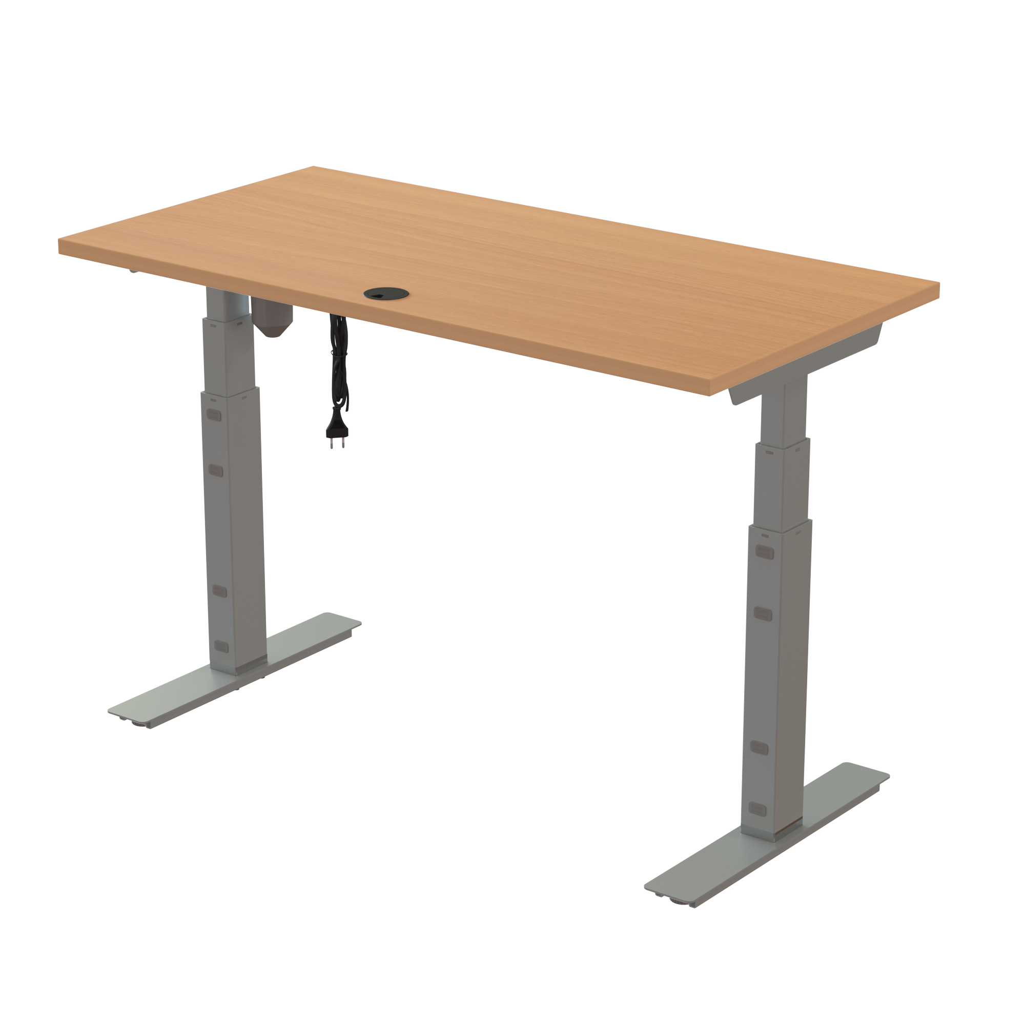 Ergonomic desk | 120x60 cm | Beech with silver frame