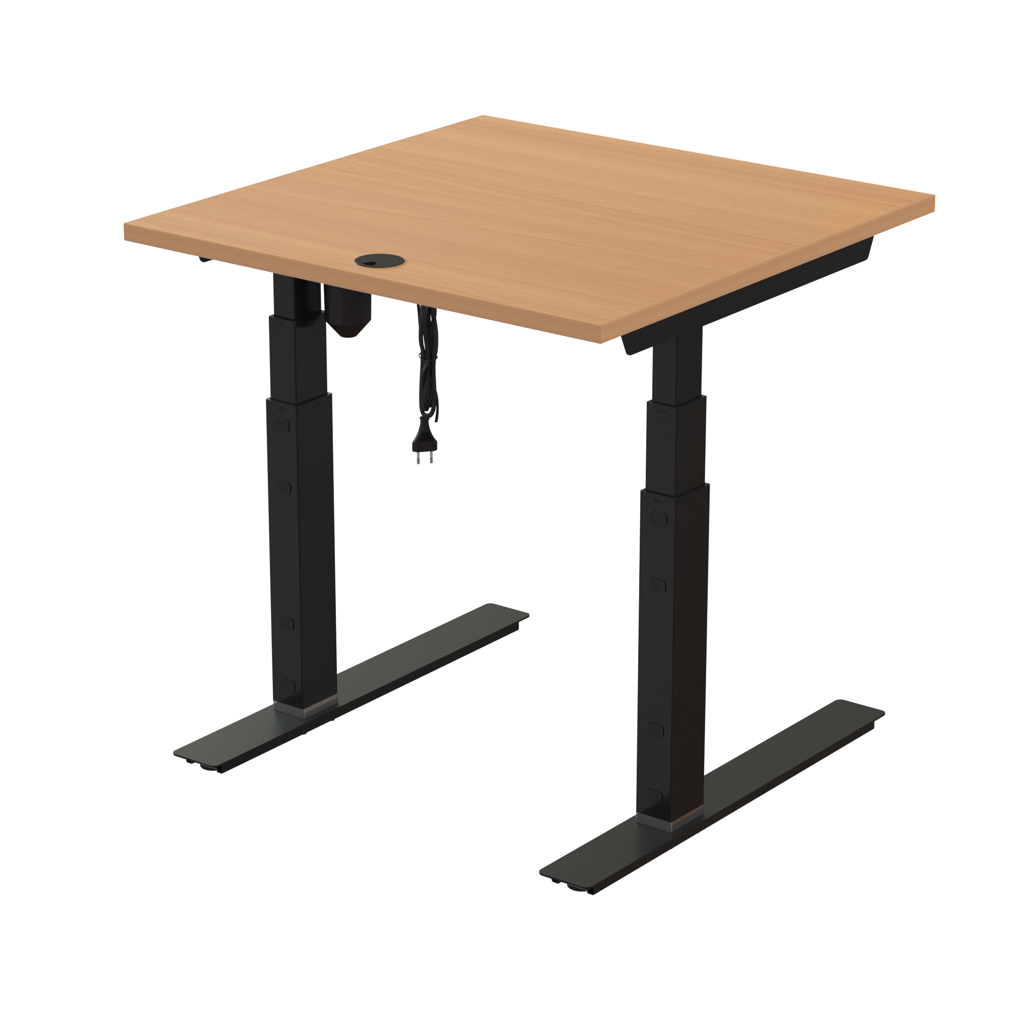 Ergonomic desk | 80x80 cm | Beech with black frame
