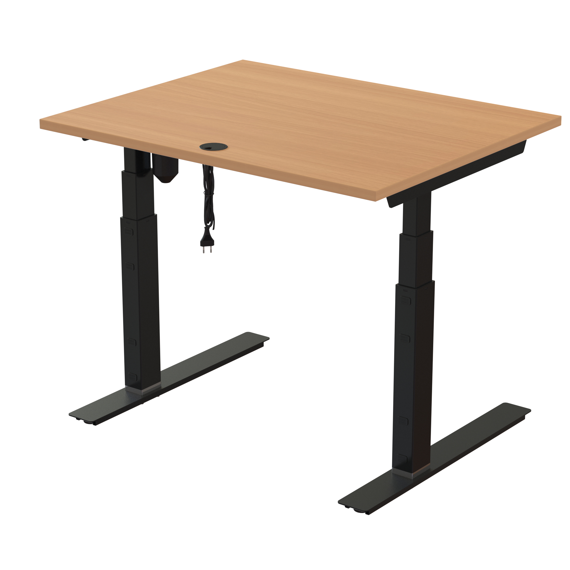Ergonomic desk | 100x80 cm | Beech with black frame