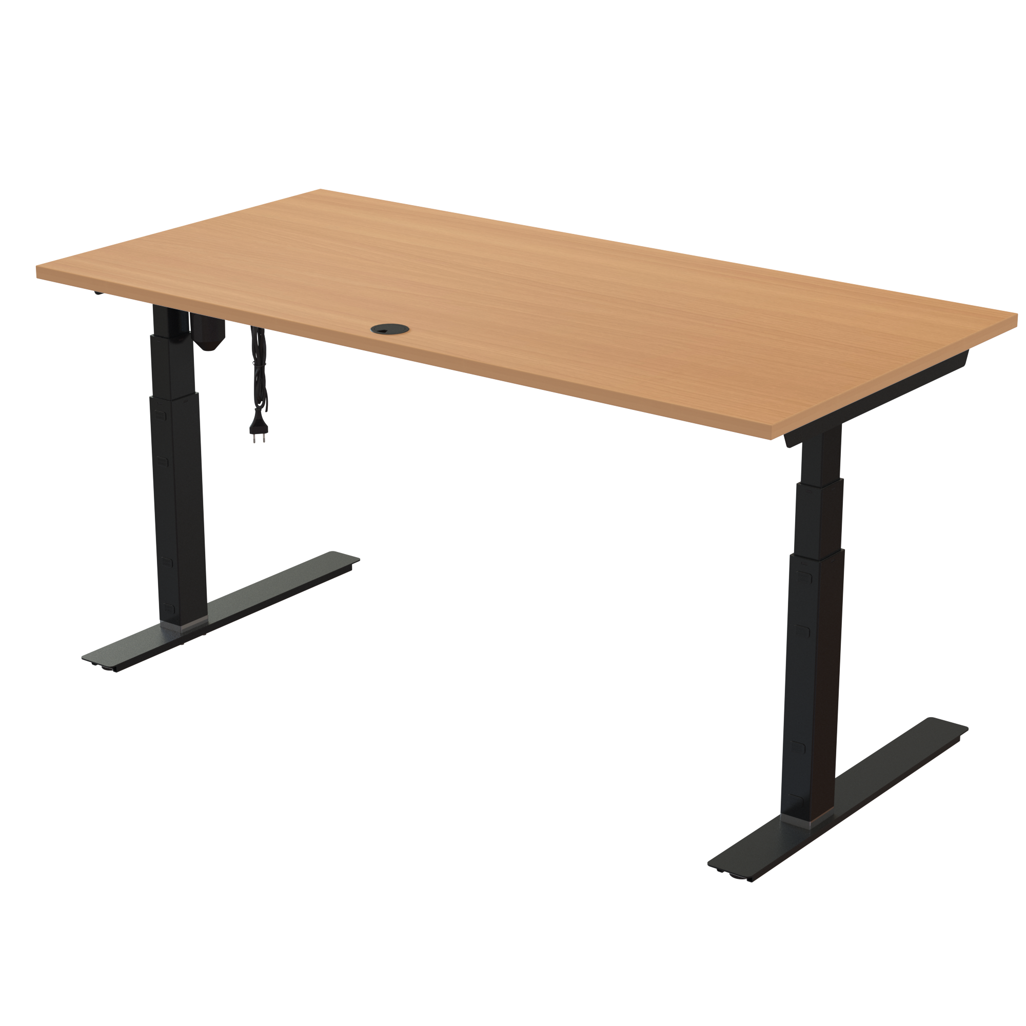 Ergonomic desk | 160x80 cm | Beech with black frame