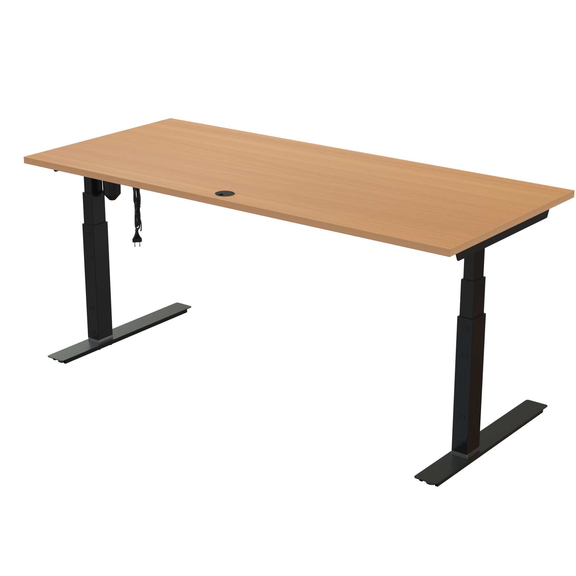 Ergonomic desk | 180x80 cm | Beech with black frame
