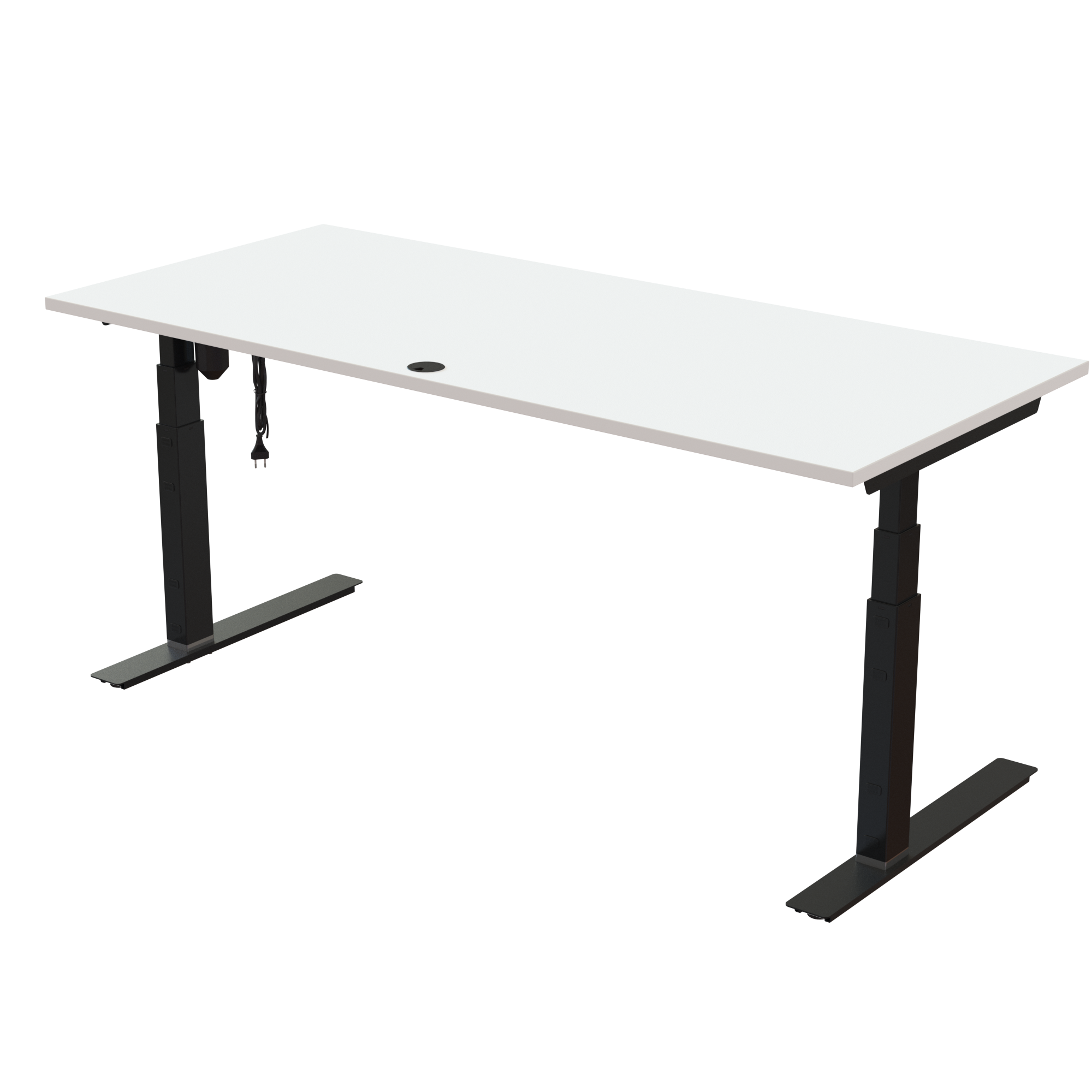 Ergonomic desk | 180x80 cm | White with black frame