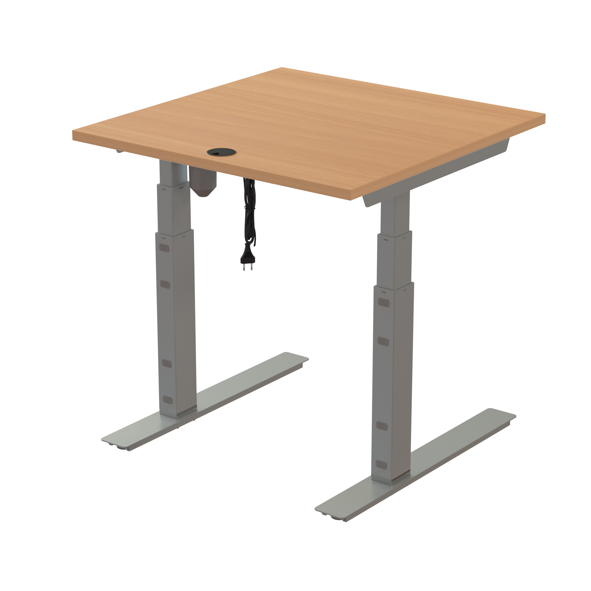 Ergonomic desk | 80x80 cm | Beech with silver frame