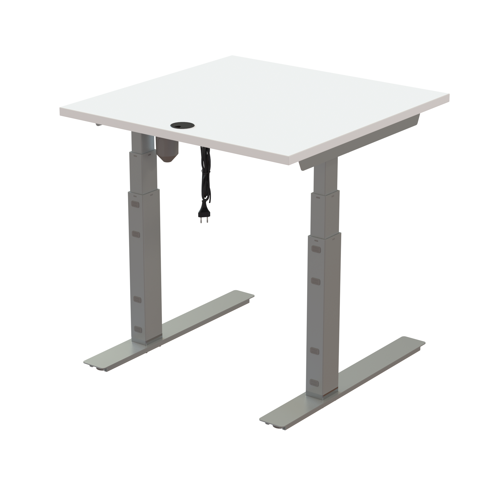 Ergonomic desk | 80x80 cm | White with silver frame
