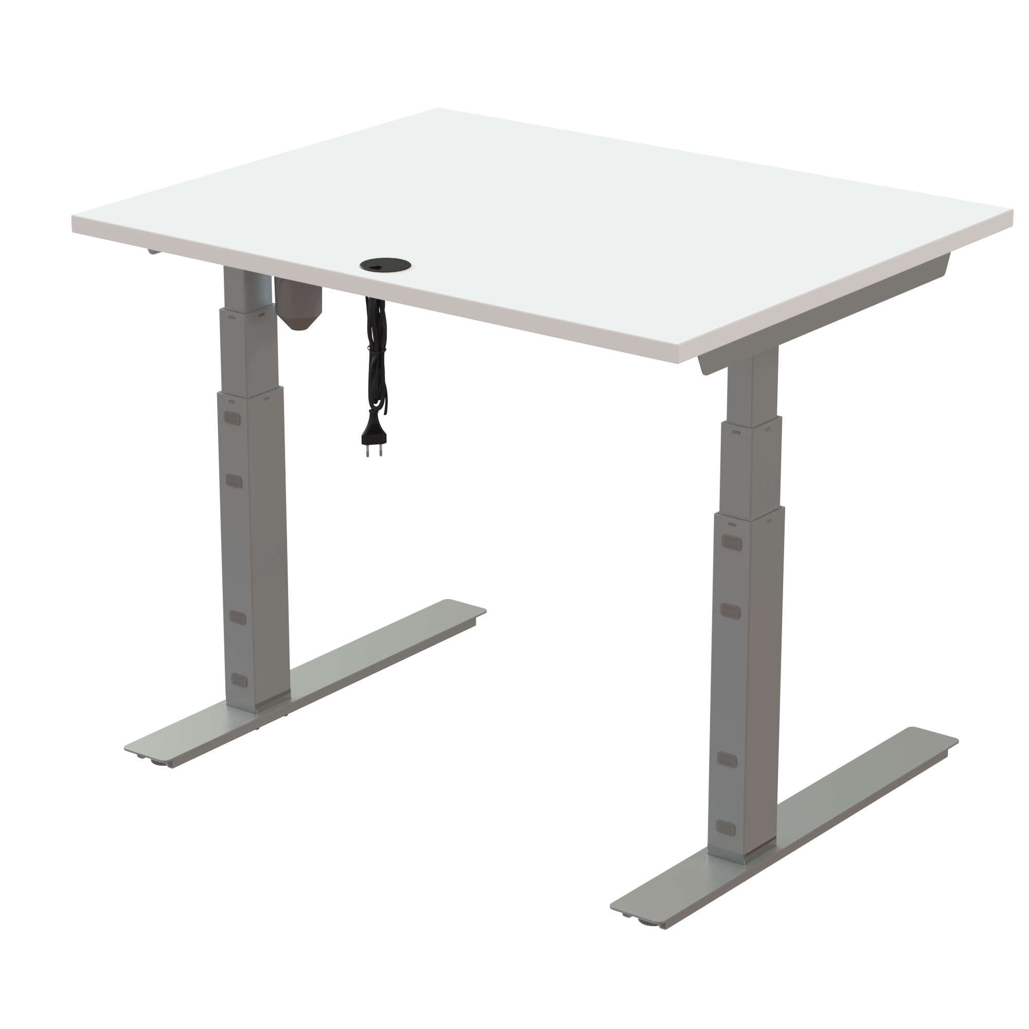 Ergonomic desk | 100x80 cm | White with silver frame