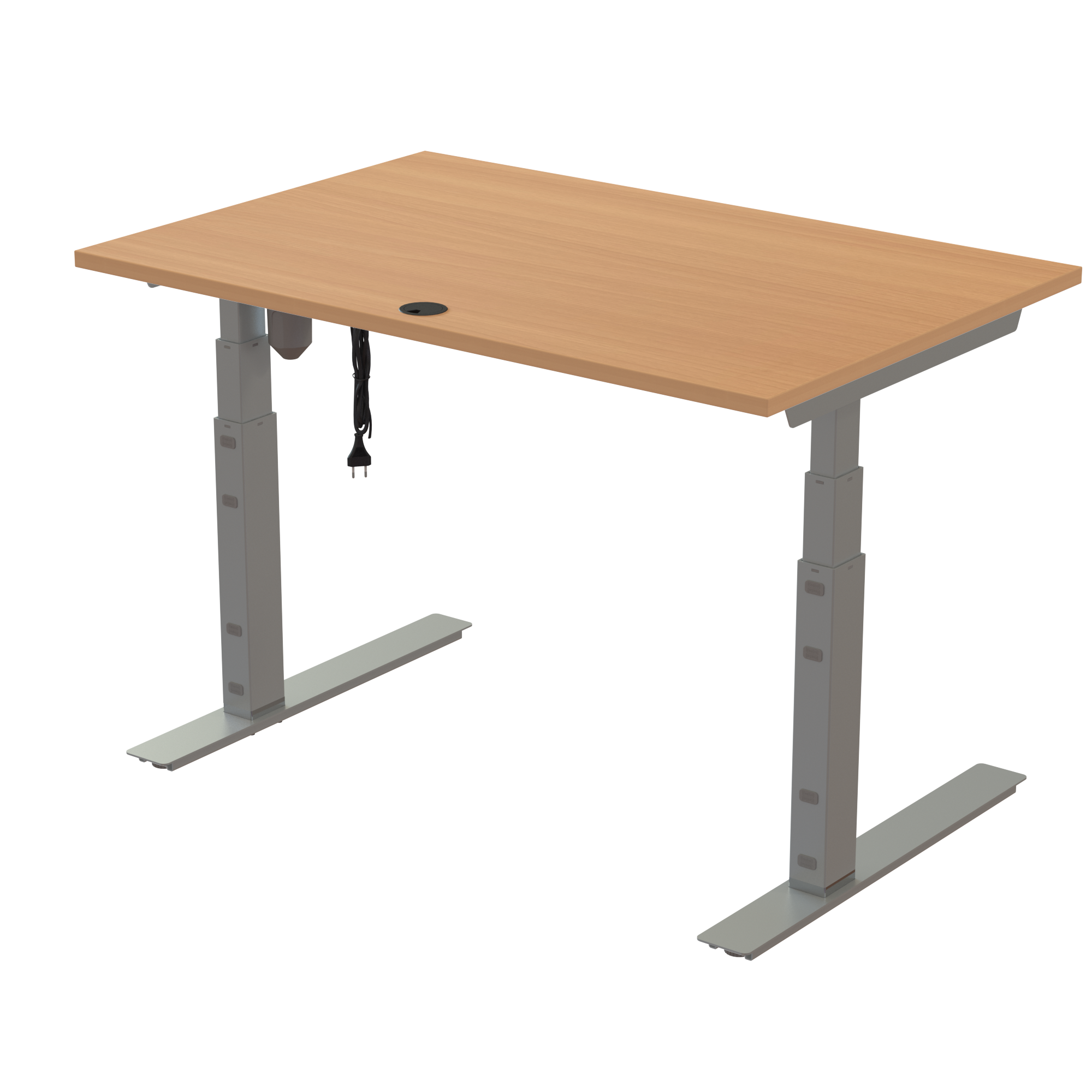 Ergonomic desk | 120x80 cm | Beech with silver frame