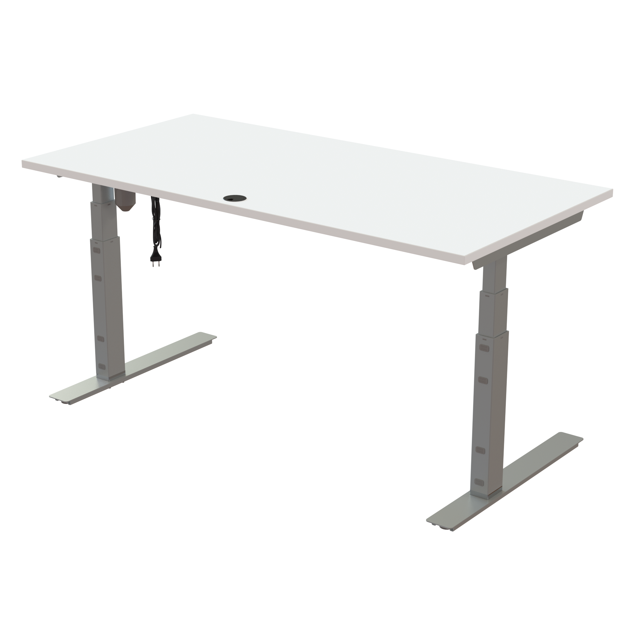 Ergonomic desk | 160x80 cm | White with silver frame