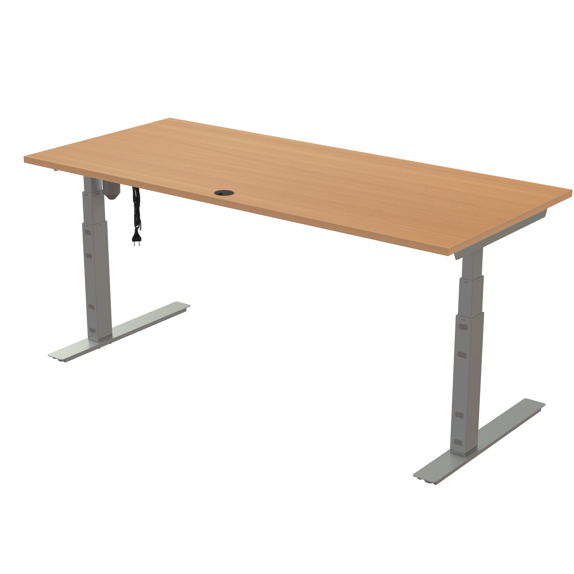 Ergonomic desk | 180x80 cm | Beech with silver frame