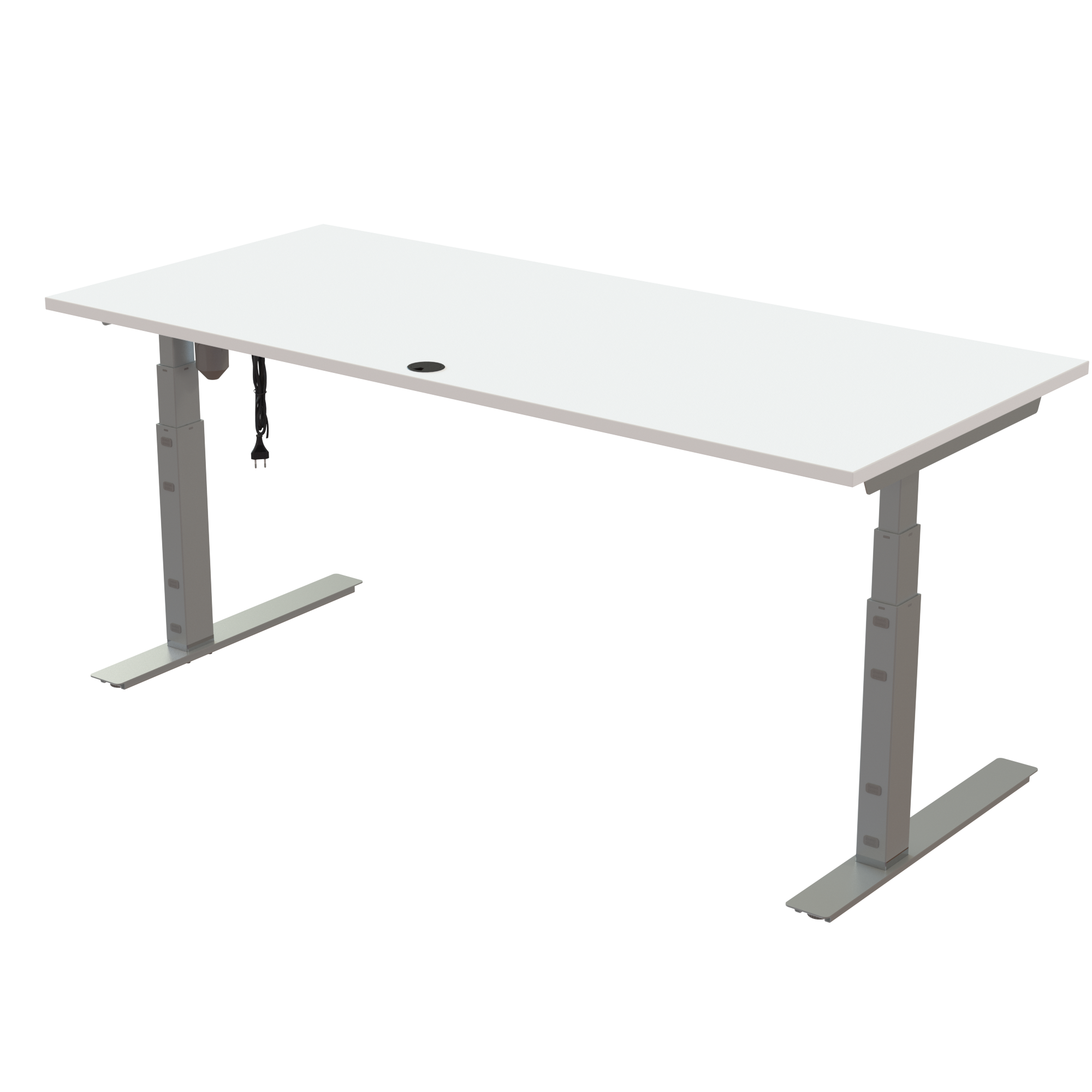 Ergonomic desk | 180x80 cm | White with silver frame