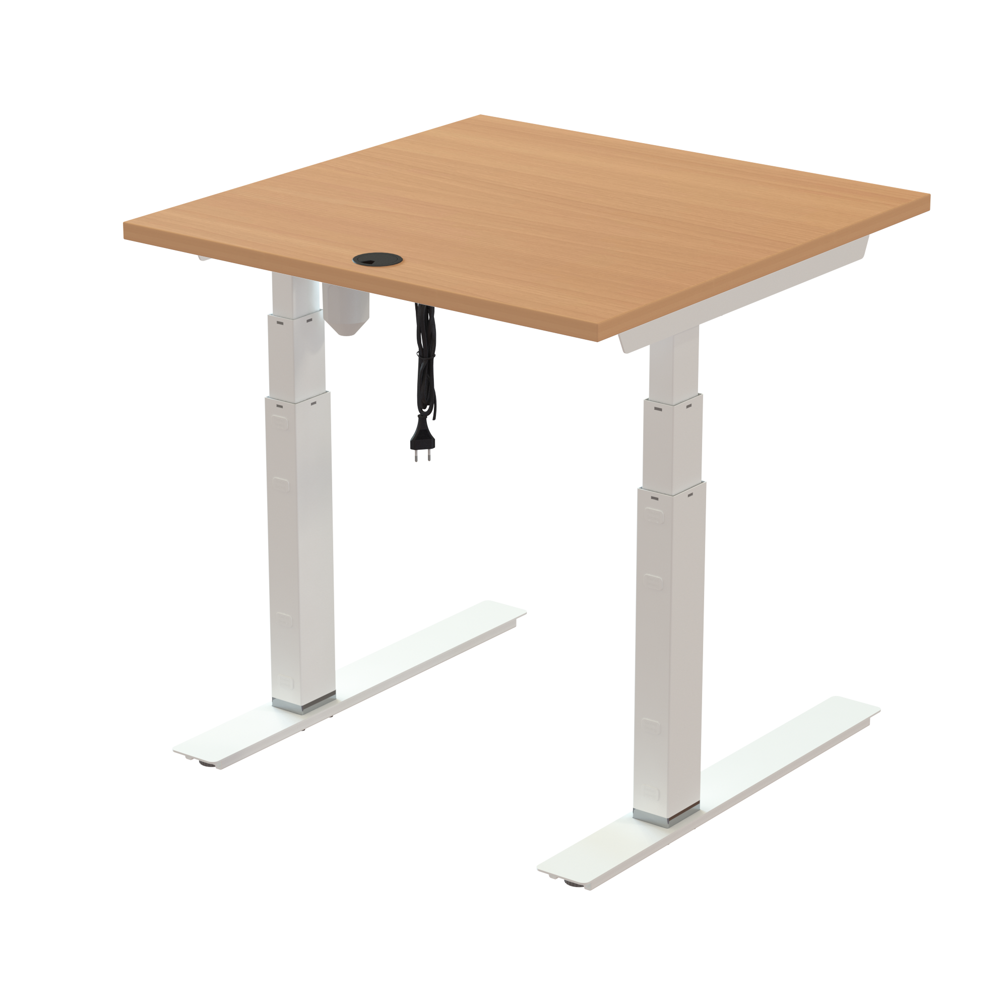 Ergonomic desk | 80x80 cm | Beech with white frame