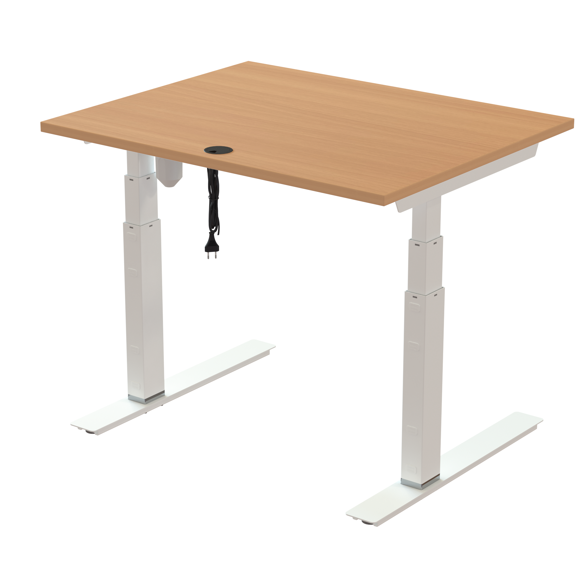 Ergonomic desk | 100x80 cm | Beech with white frame