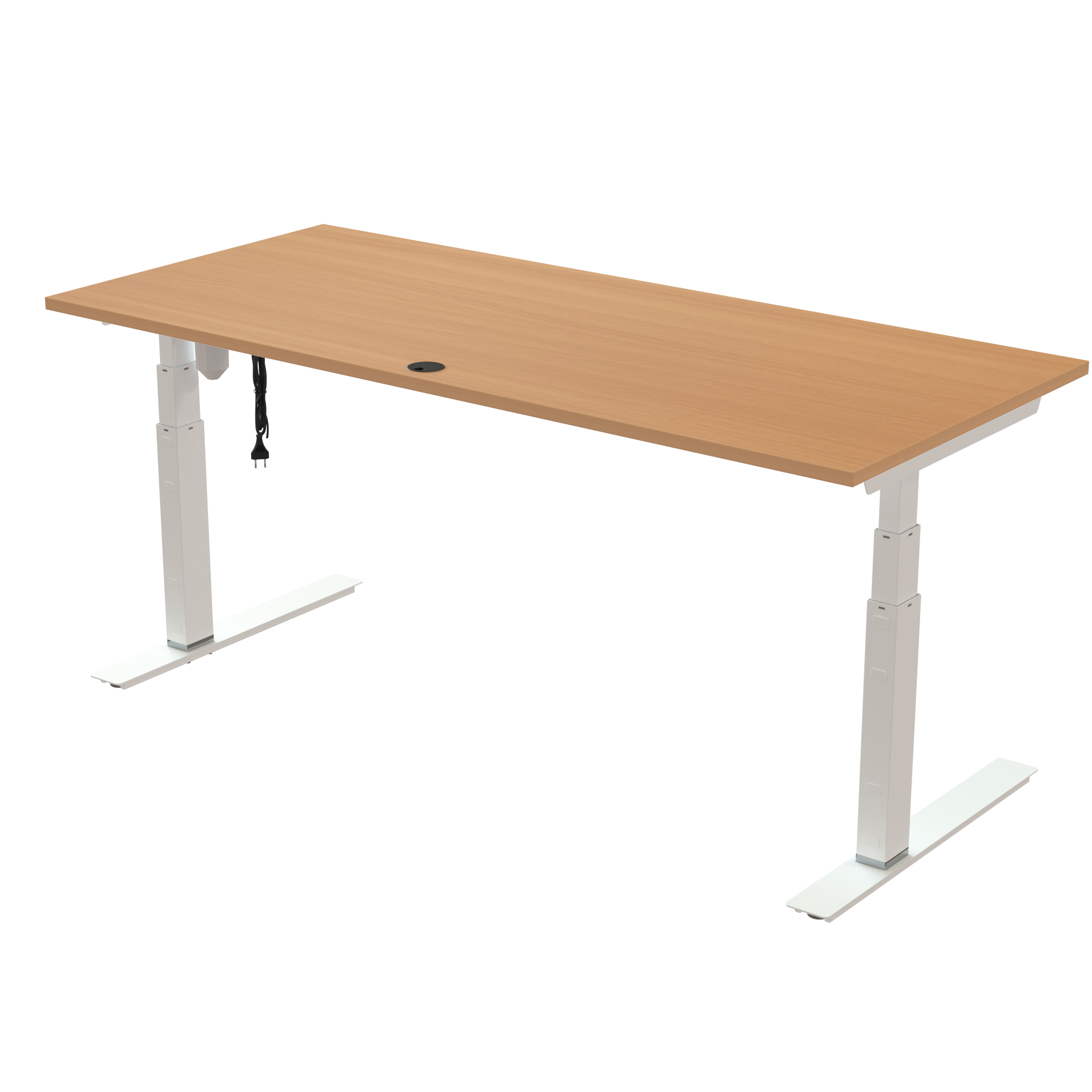 Ergonomic desk | 180x80 cm | Beech with white frame