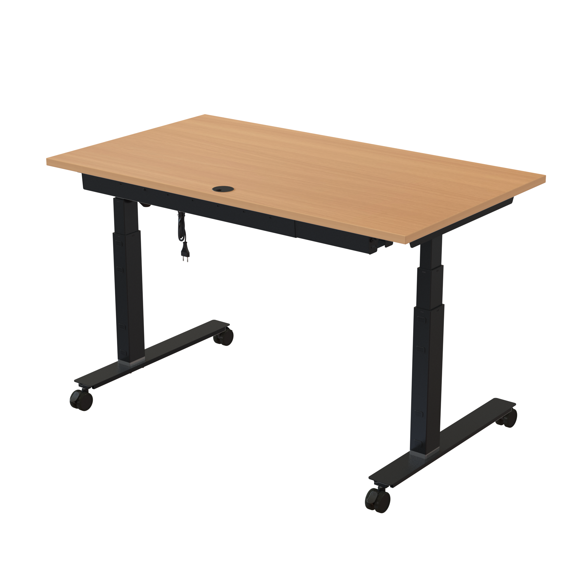 Ergonomic desk | 140x80 cm | Beech with black frame